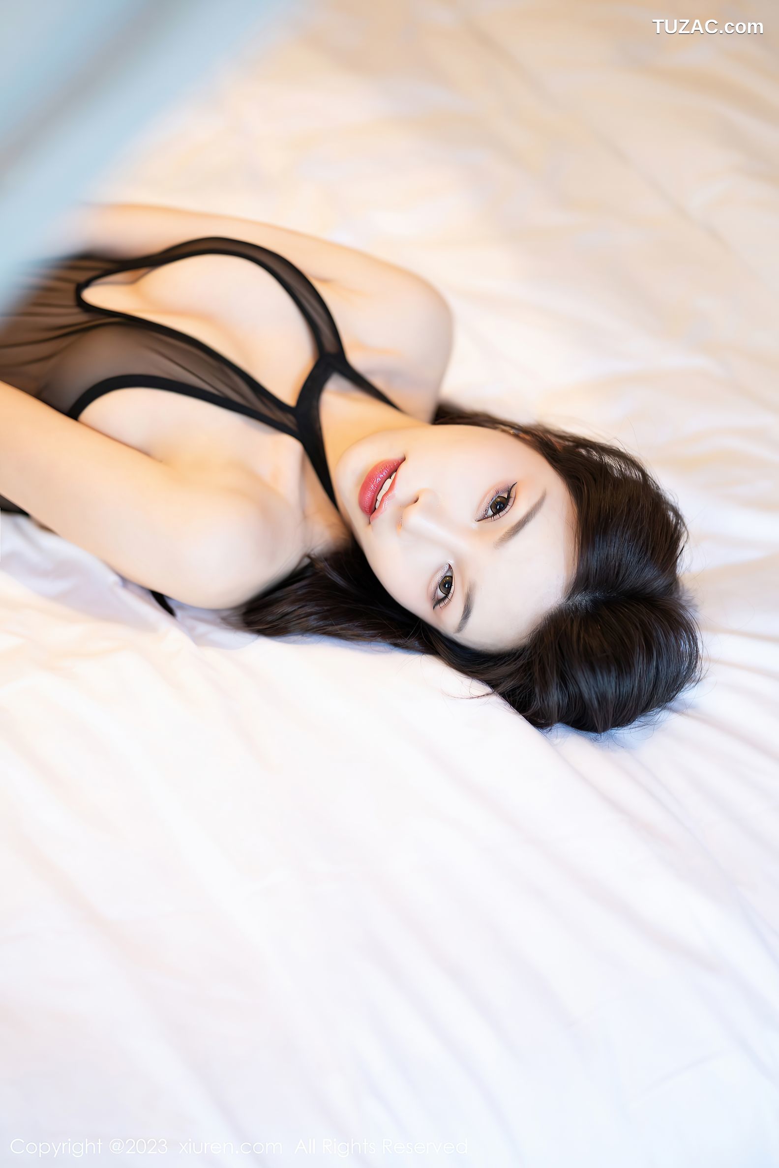 XiuRen秀人网-6616-徐莉芝-白色连身裙-黑色轻透薄纱连体衣-2023.04.21