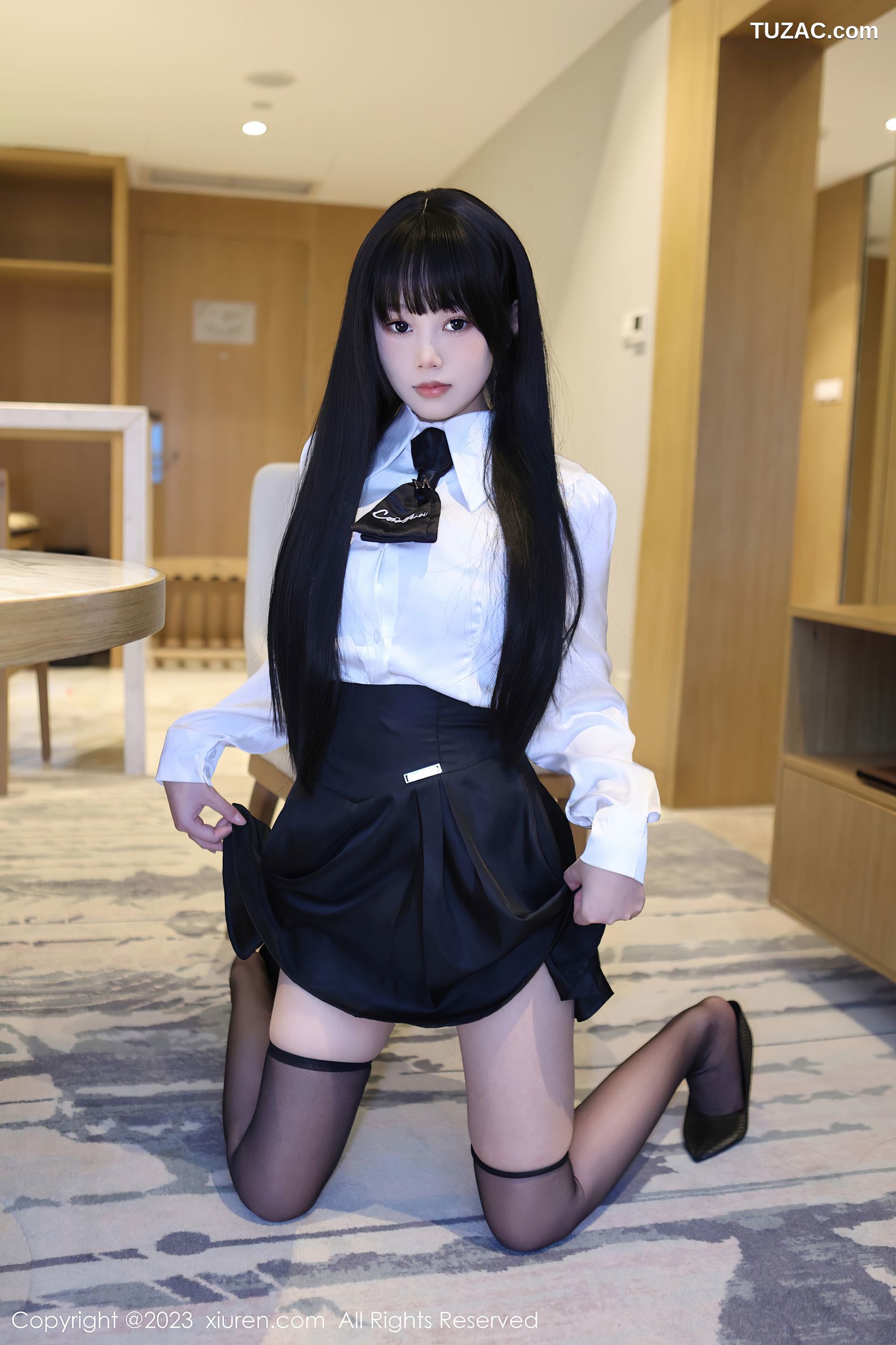 XiuRen秀人网-6685-早川京子-床上情趣捆绑黑色情趣内衣-2023.05.06