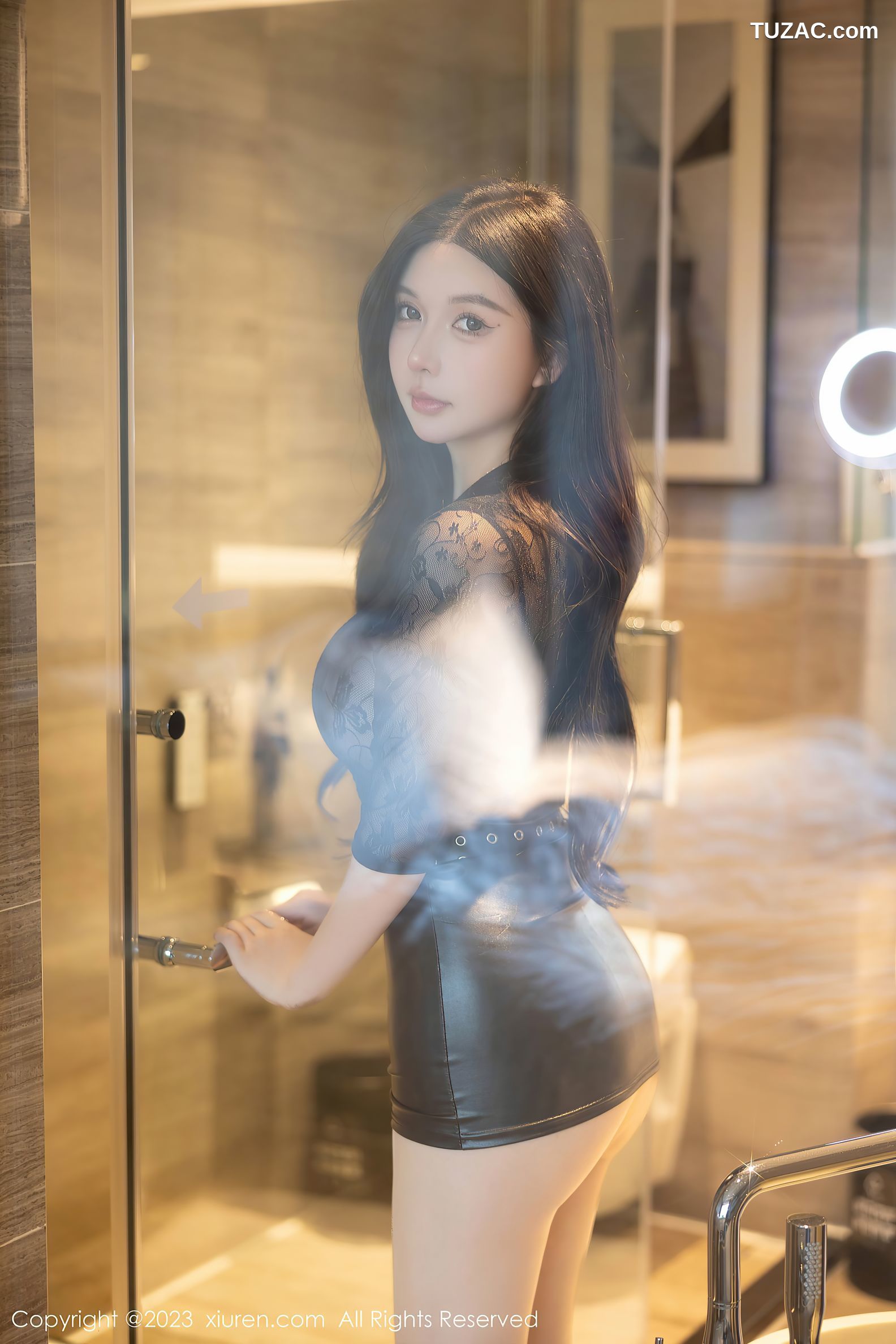 XiuRen秀人网-6810-林珊珊-黑色蕾丝连衣裙原色丝袜-2023.05.26