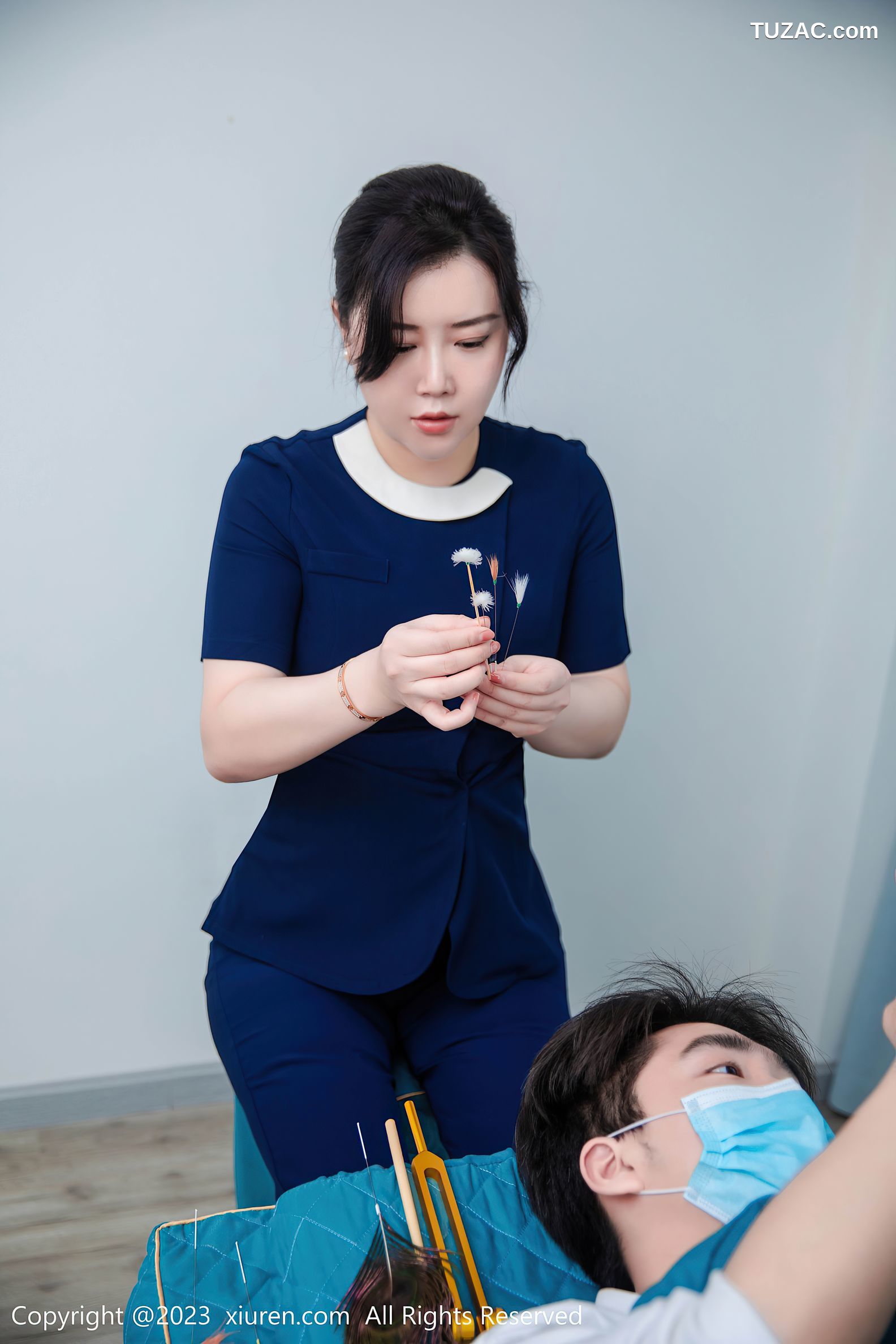 XiuRen秀人网-6878-王婉悠Queen-技师装扮制服轻透薄纱内衣-2023.06.08