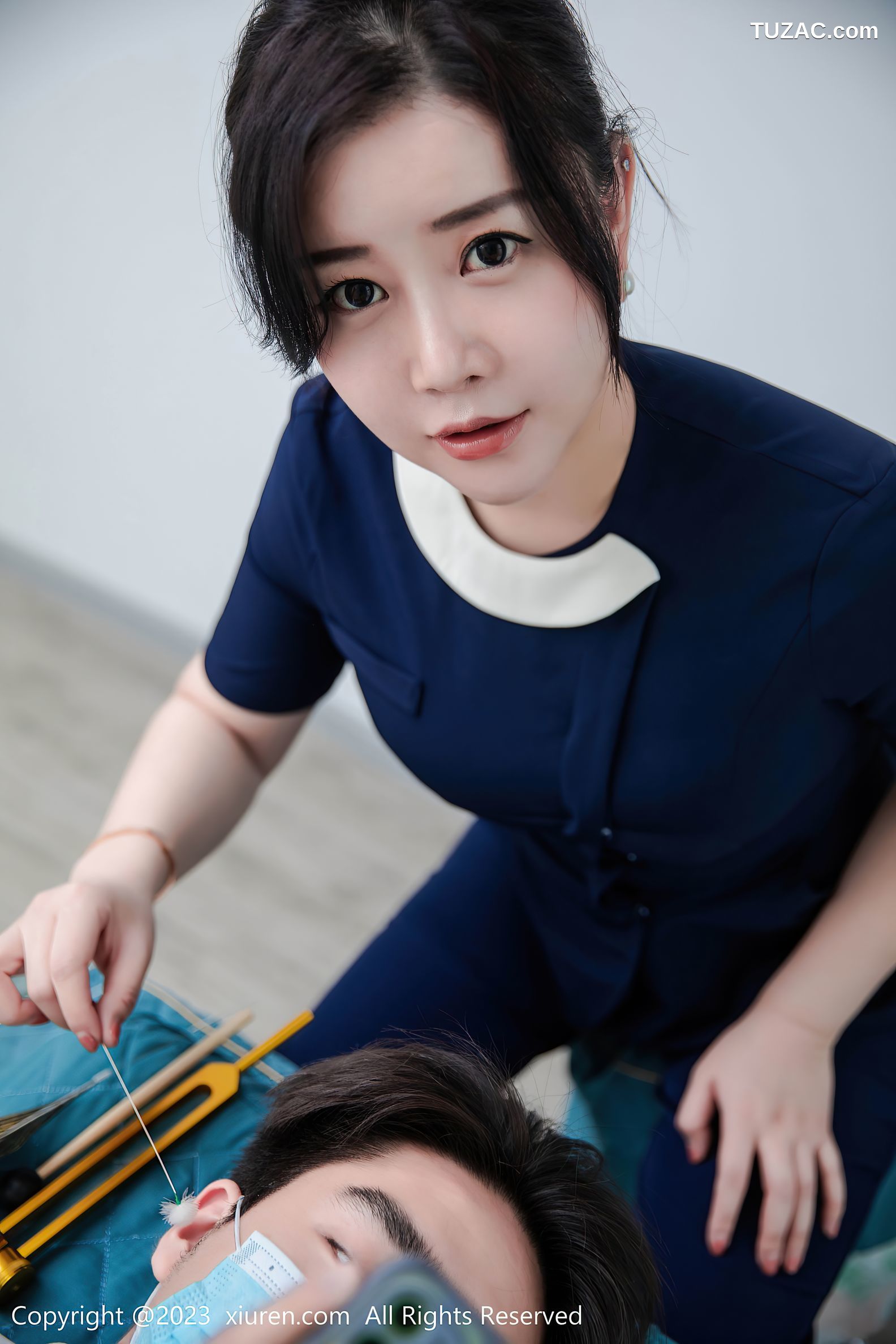 XiuRen秀人网-6878-王婉悠Queen-技师装扮制服轻透薄纱内衣-2023.06.08