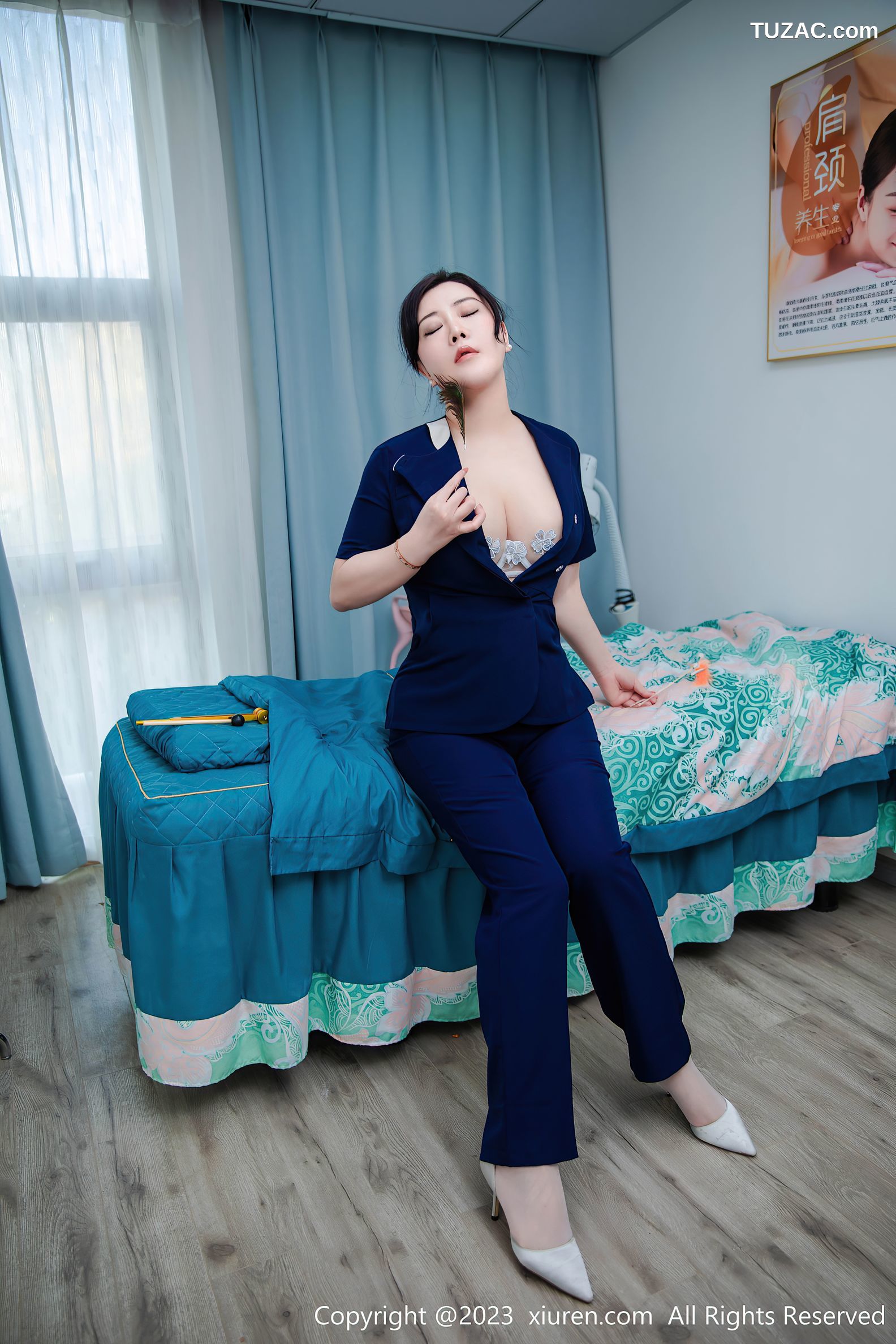 XiuRen秀人网-6878-王婉悠Queen-技师装扮制服轻透薄纱内衣-2023.06.08