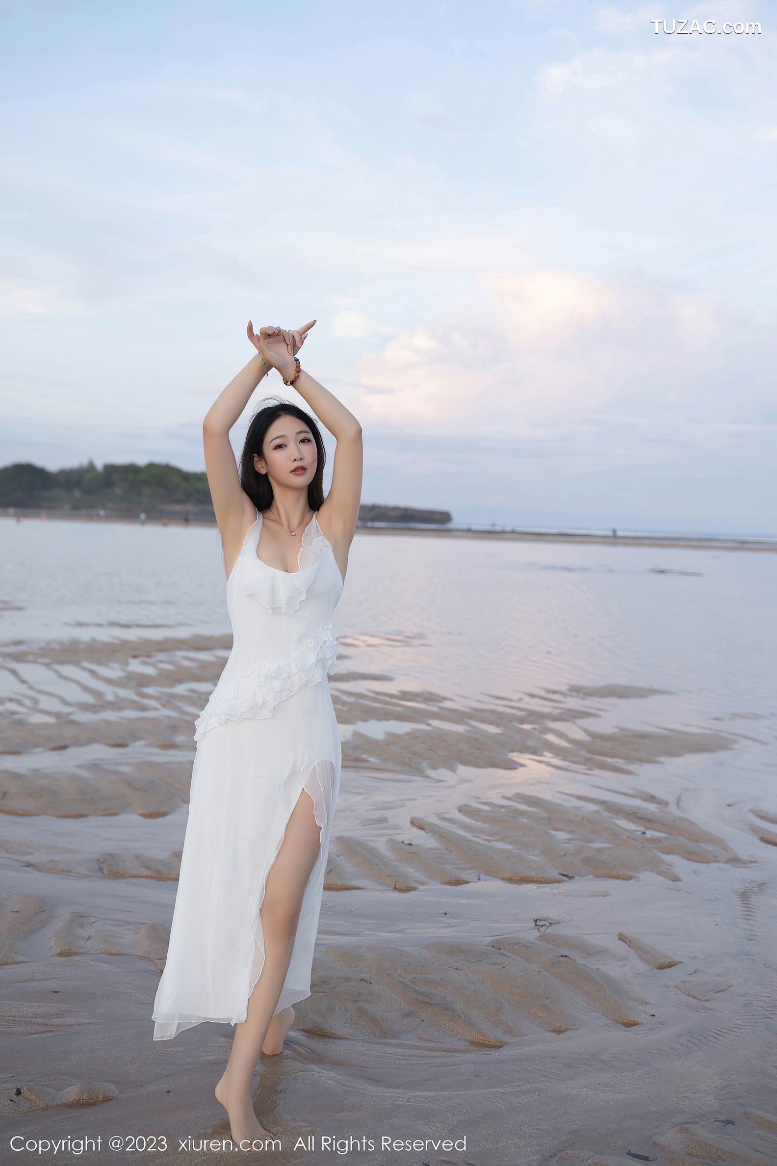 XiuRen秀人网-6976-唐安琪-白色连衣长裙-白色吊带睡裙-2023.06.26