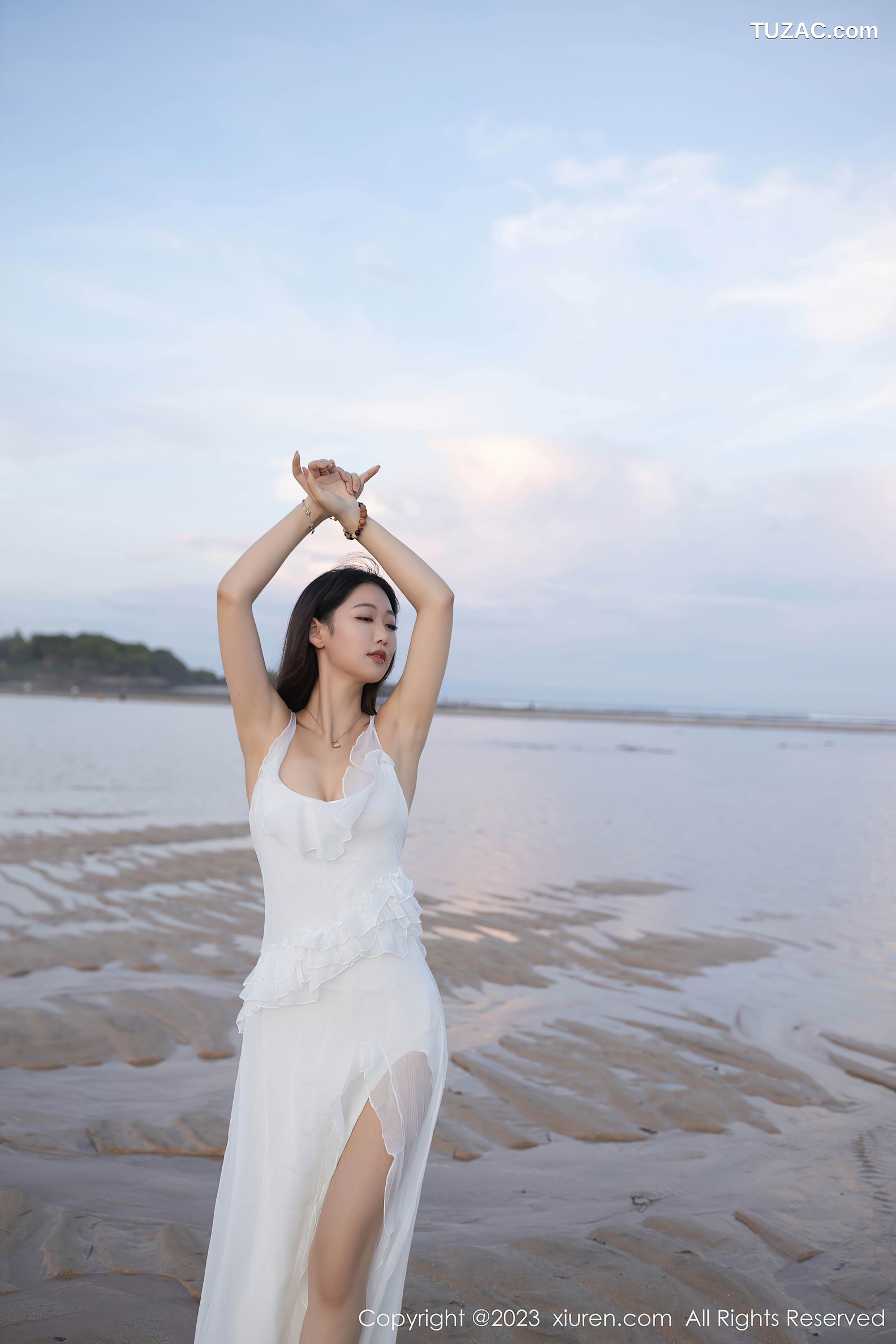 XiuRen秀人网-6976-唐安琪-白色连衣长裙-白色吊带睡裙-2023.06.26