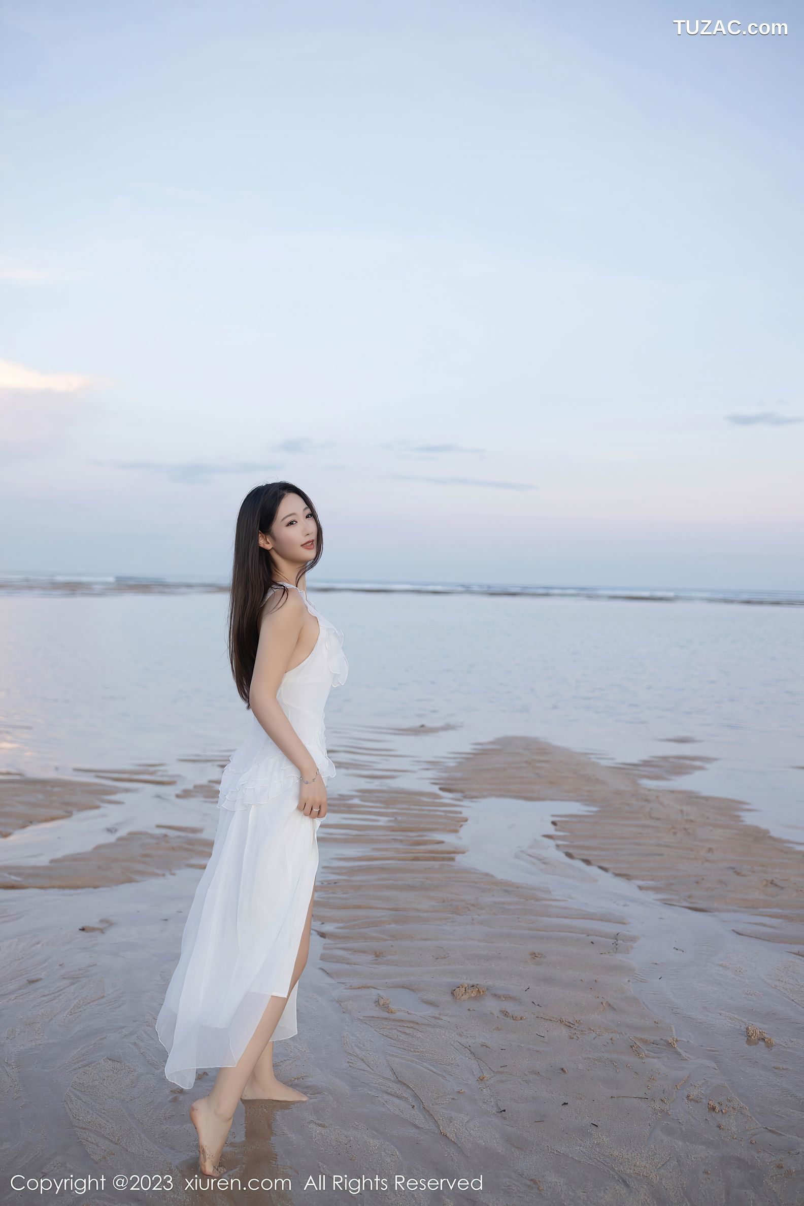 XiuRen秀人网-6976-唐安琪-白色连衣长裙-白色吊带睡裙-2023.06.26