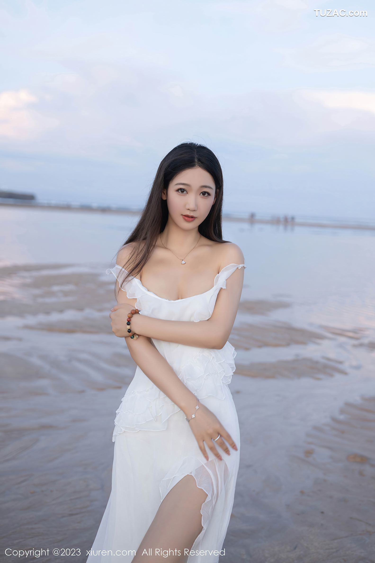 XiuRen秀人网-6976-唐安琪-白色连衣长裙-白色吊带睡裙-2023.06.26