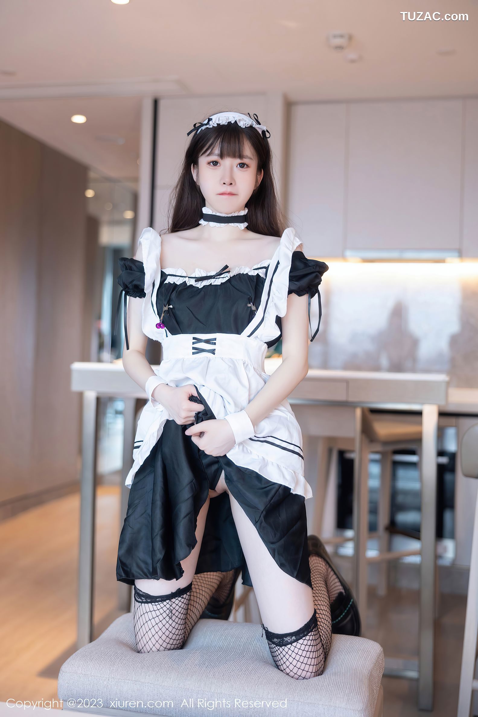 XiuRen秀人网-7034-林悠悠-黑色女仆黑丝-2023.07.06