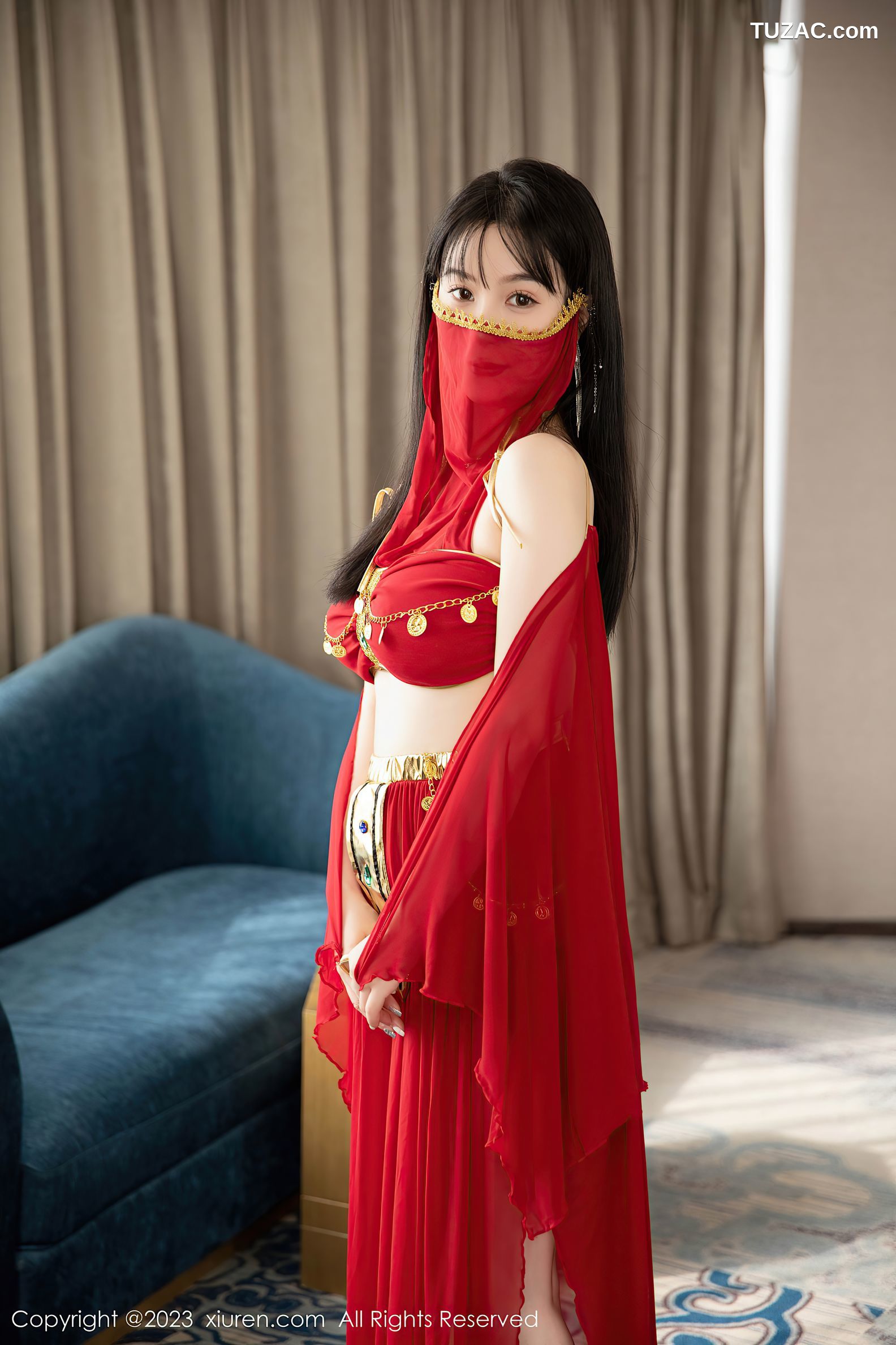 XiuRen秀人网-7103-柚琪Rich-红色西域舞服-2023.07.19