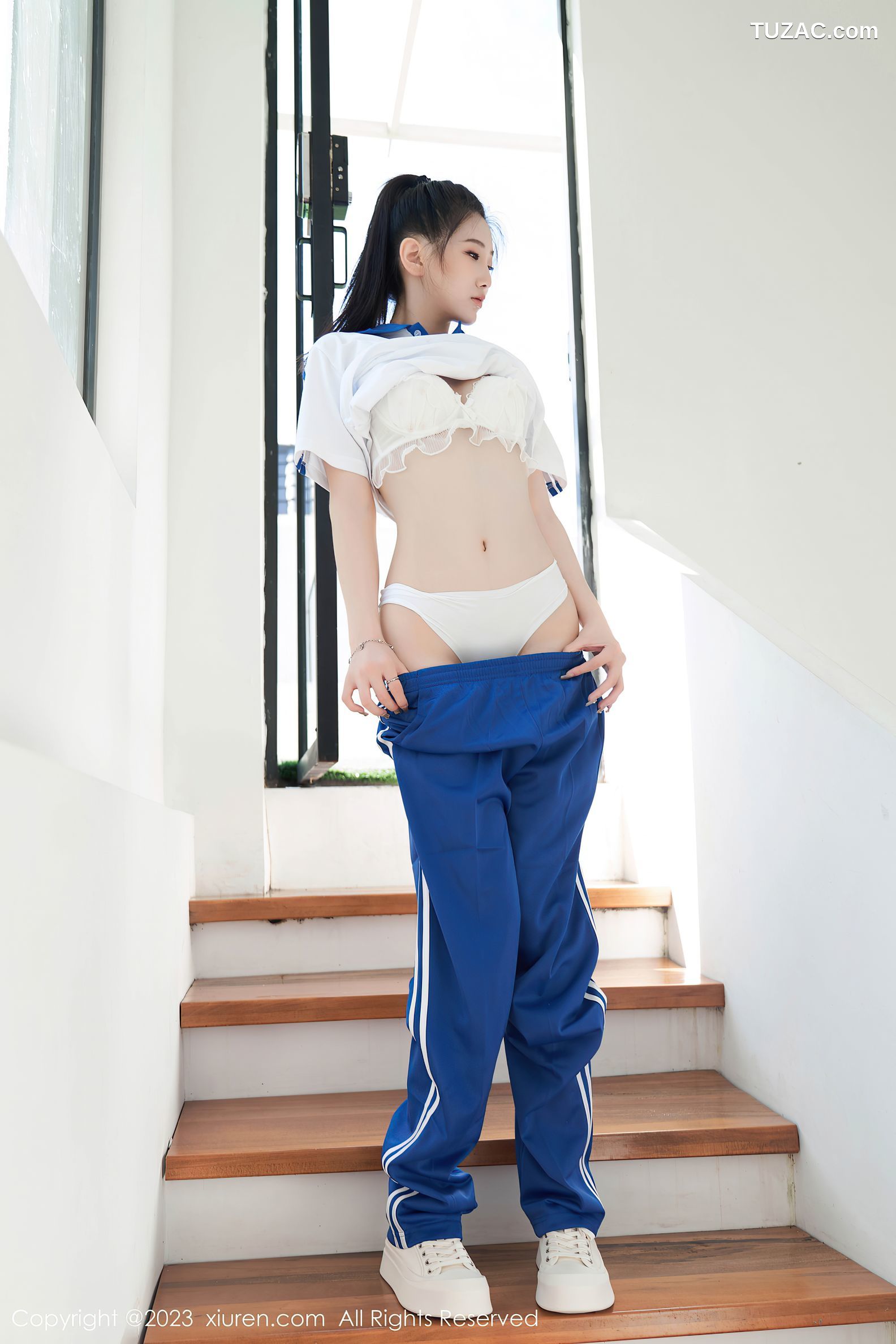 XiuRen秀人网-7110-沈青黛-运动学生装白色内衣-2023.07.20