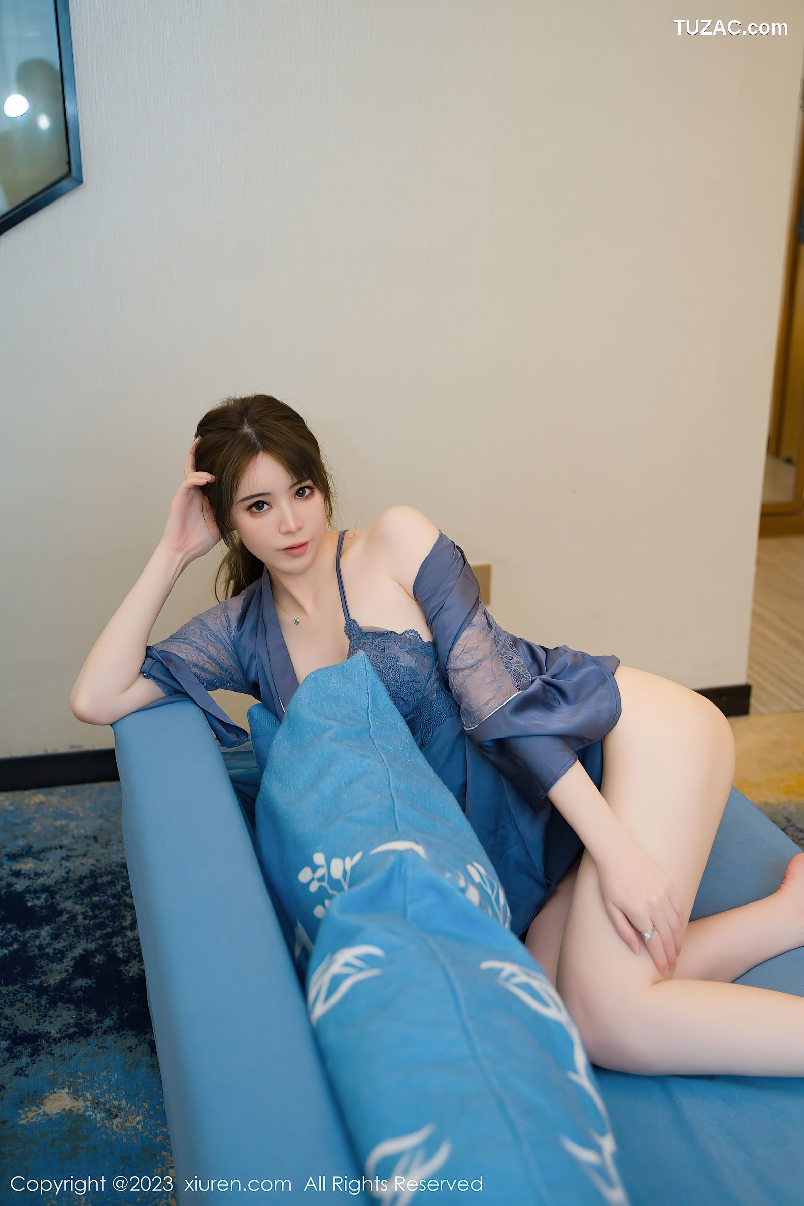XiuRen秀人网-7130-yoo优优-蓝色蕾丝情趣睡裙-2023.07.25