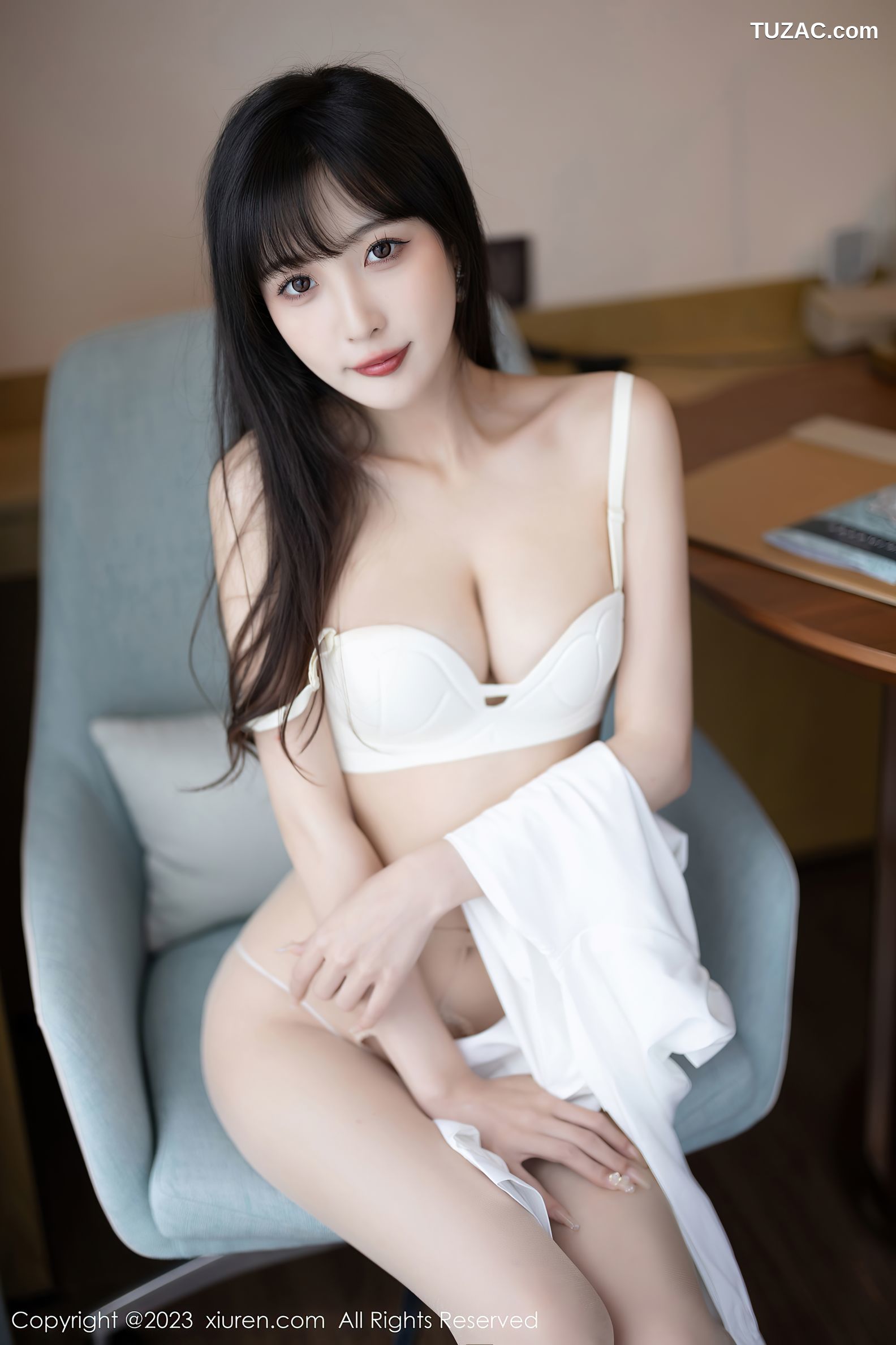 XiuRen秀人网-7147-林星阑-白衣粉裙白色内衣肉丝-2023.07.27