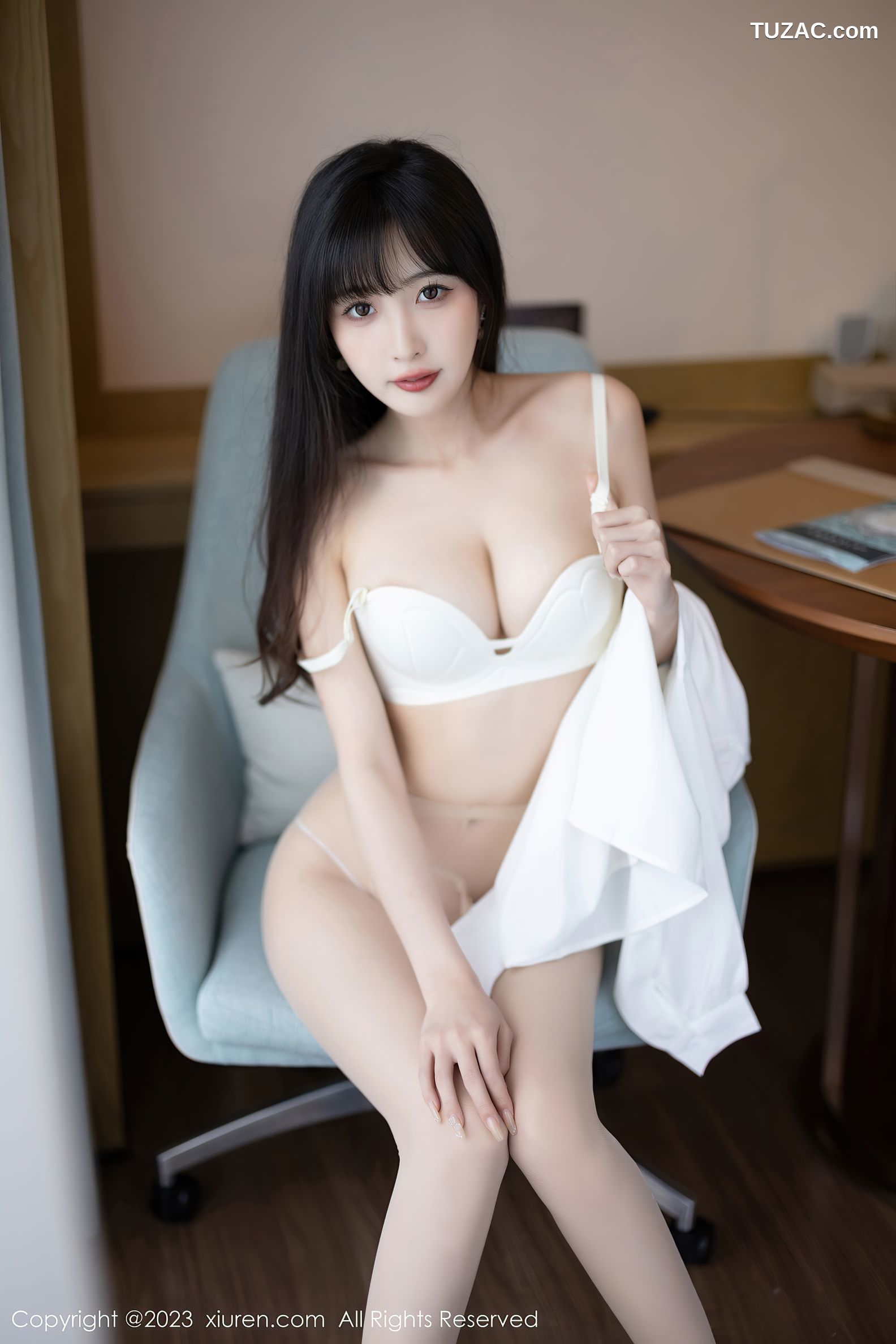 XiuRen秀人网-7147-林星阑-白衣粉裙白色内衣肉丝-2023.07.27