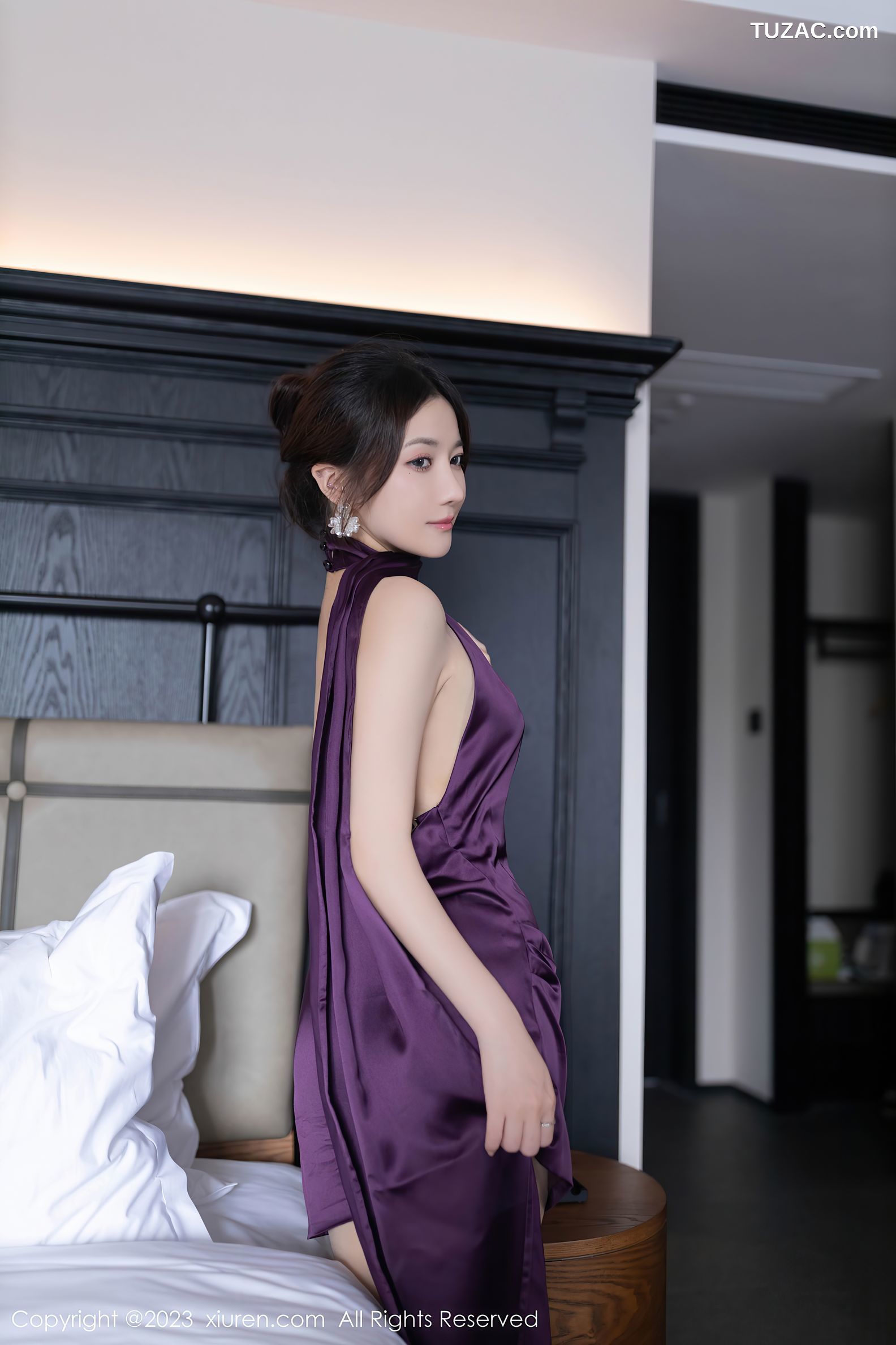XiuRen秀人网-7324-鱼子酱Fish-紫色连衣短裙爆乳-2023.09.01