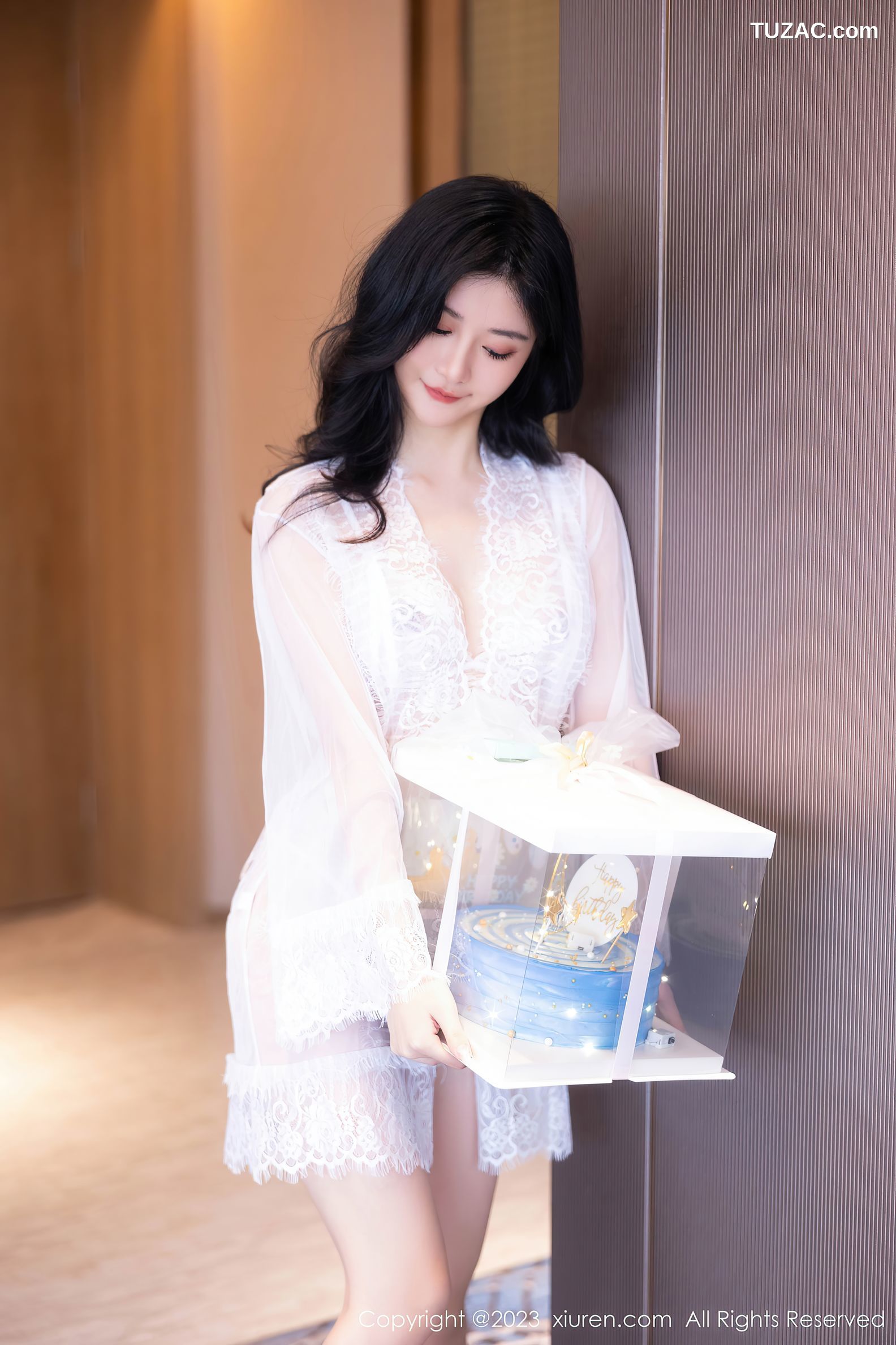 XiuRen秀人网-7348-幼幼-生日主题白纱服饰白色蕾丝内衣爆乳-2023.09.06