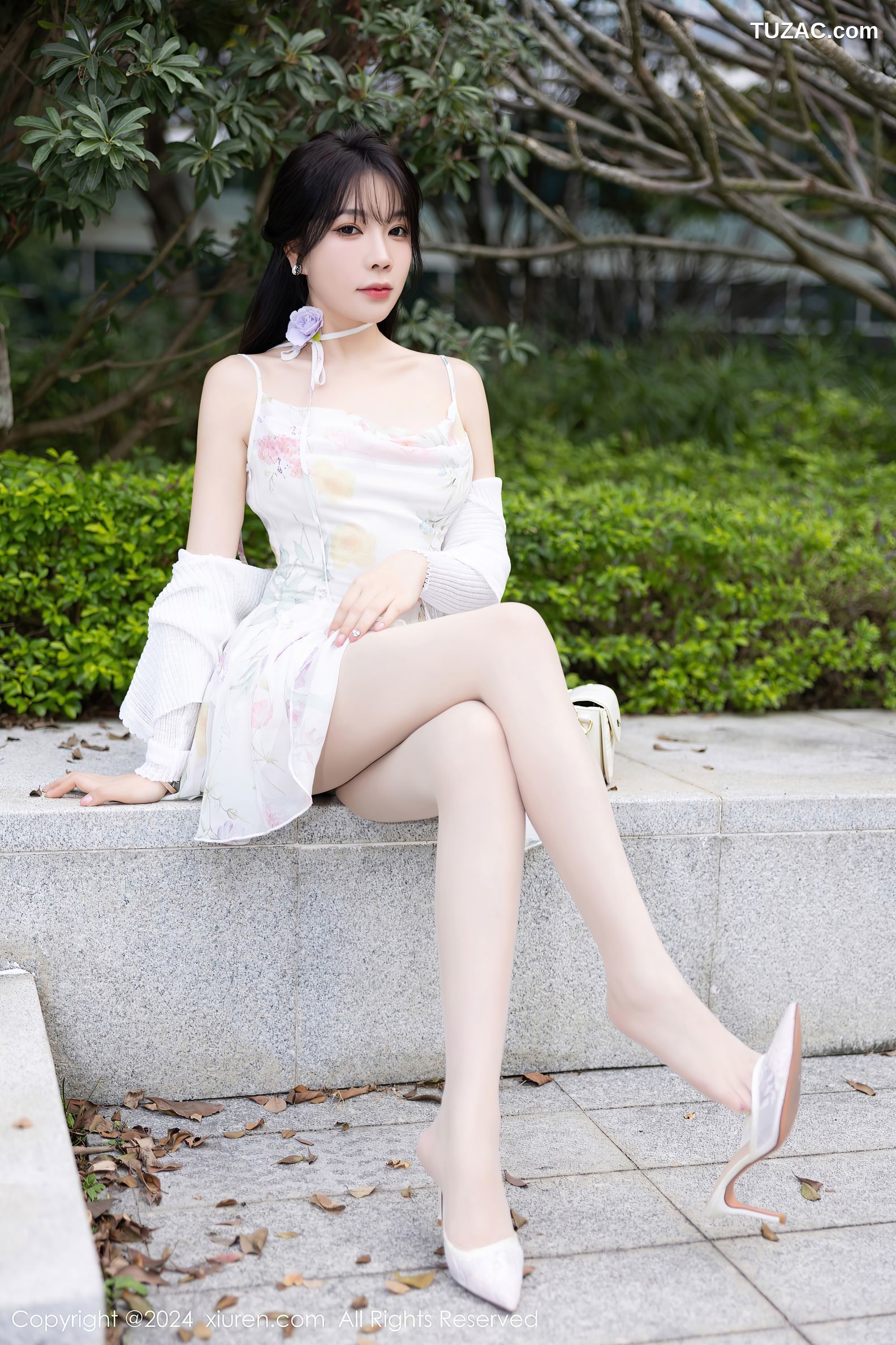 XiuRen秀人网-7959-徐莉芝Booty-白色连衣短裙黑色情趣内衣绑缚-2024.01.12
