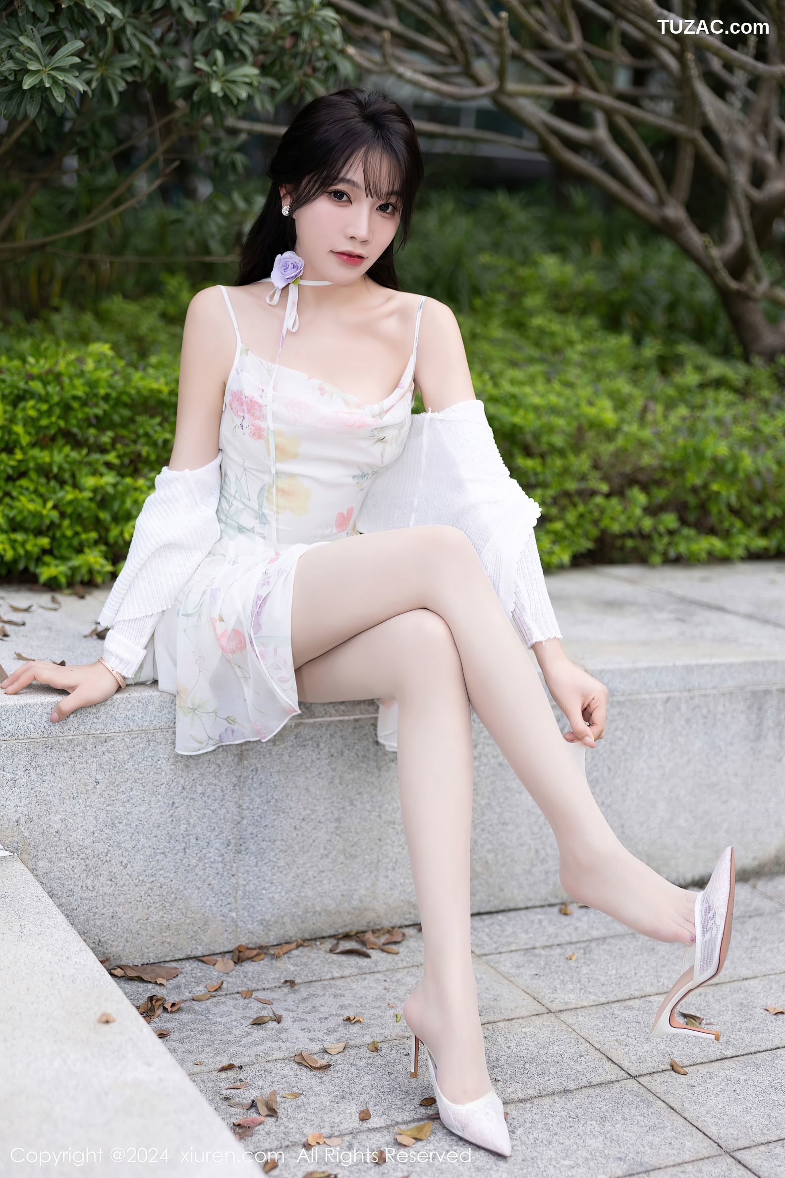 XiuRen秀人网-7959-徐莉芝Booty-白色连衣短裙黑色情趣内衣绑缚-2024.01.12