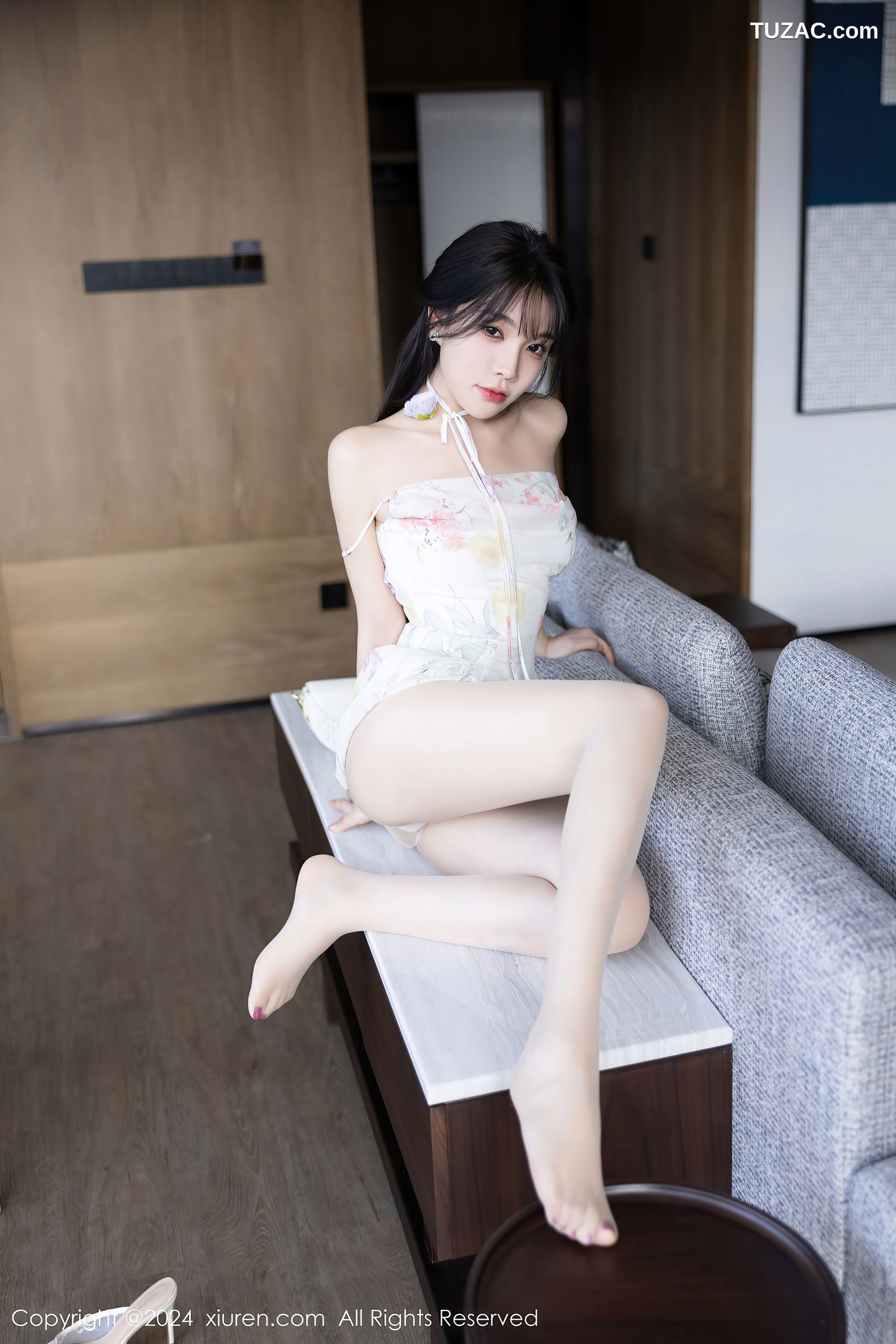 XiuRen秀人网-7959-徐莉芝Booty-白色连衣短裙黑色情趣内衣绑缚-2024.01.12