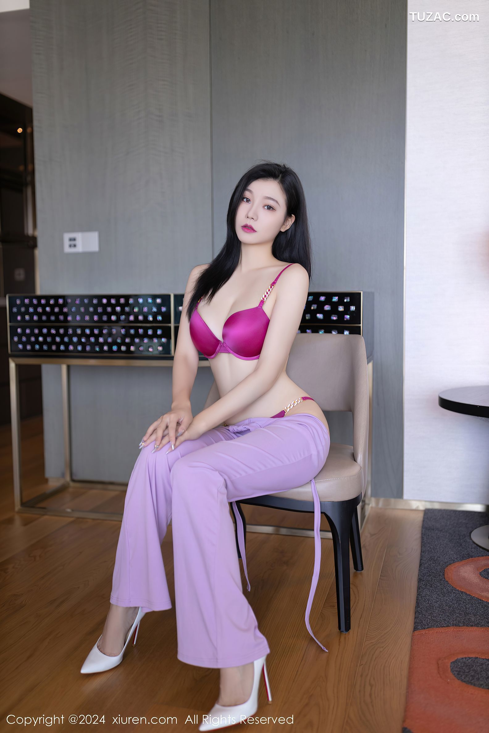 XiuRen秀人网-8006-安然anran-淡紫色套装粉色内衣-2024.01.23
