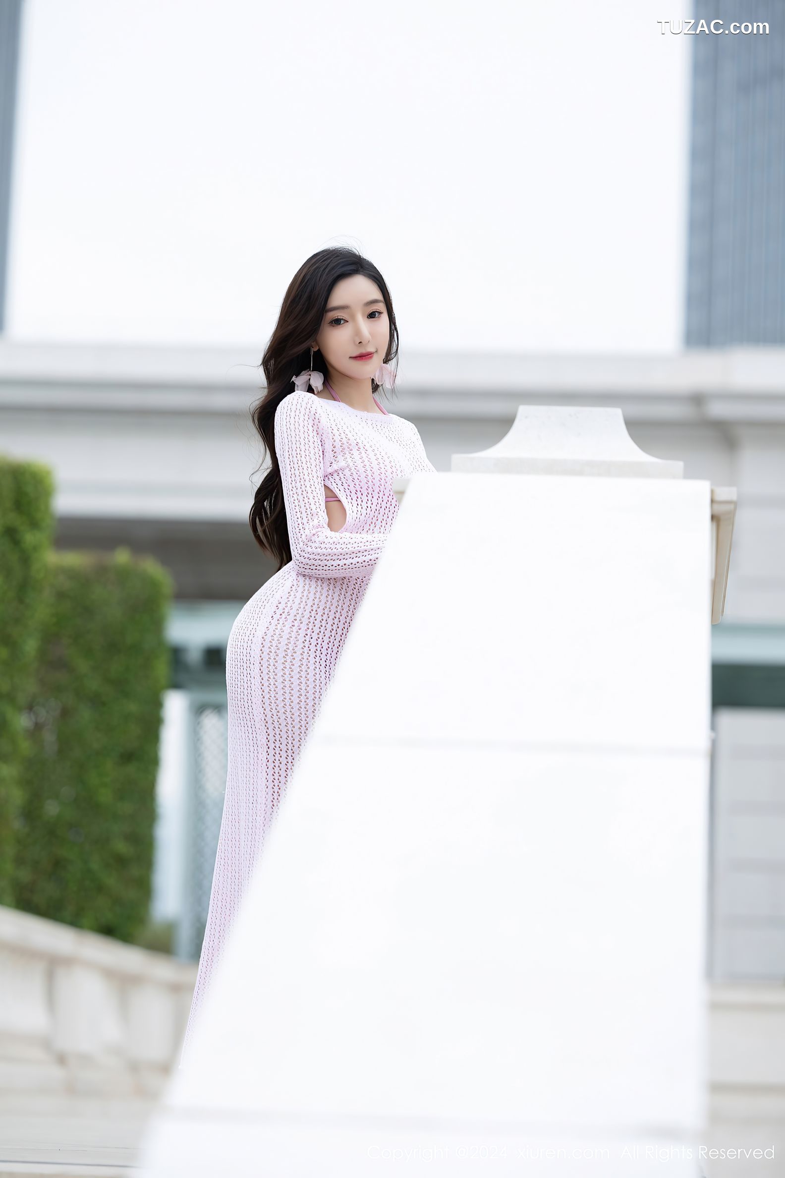 XiuRen秀人网-8055-王馨瑶yanni-淡粉连衣长裙粉色内衣-黑蕾丝情趣内衣黑丝-2024.02.02