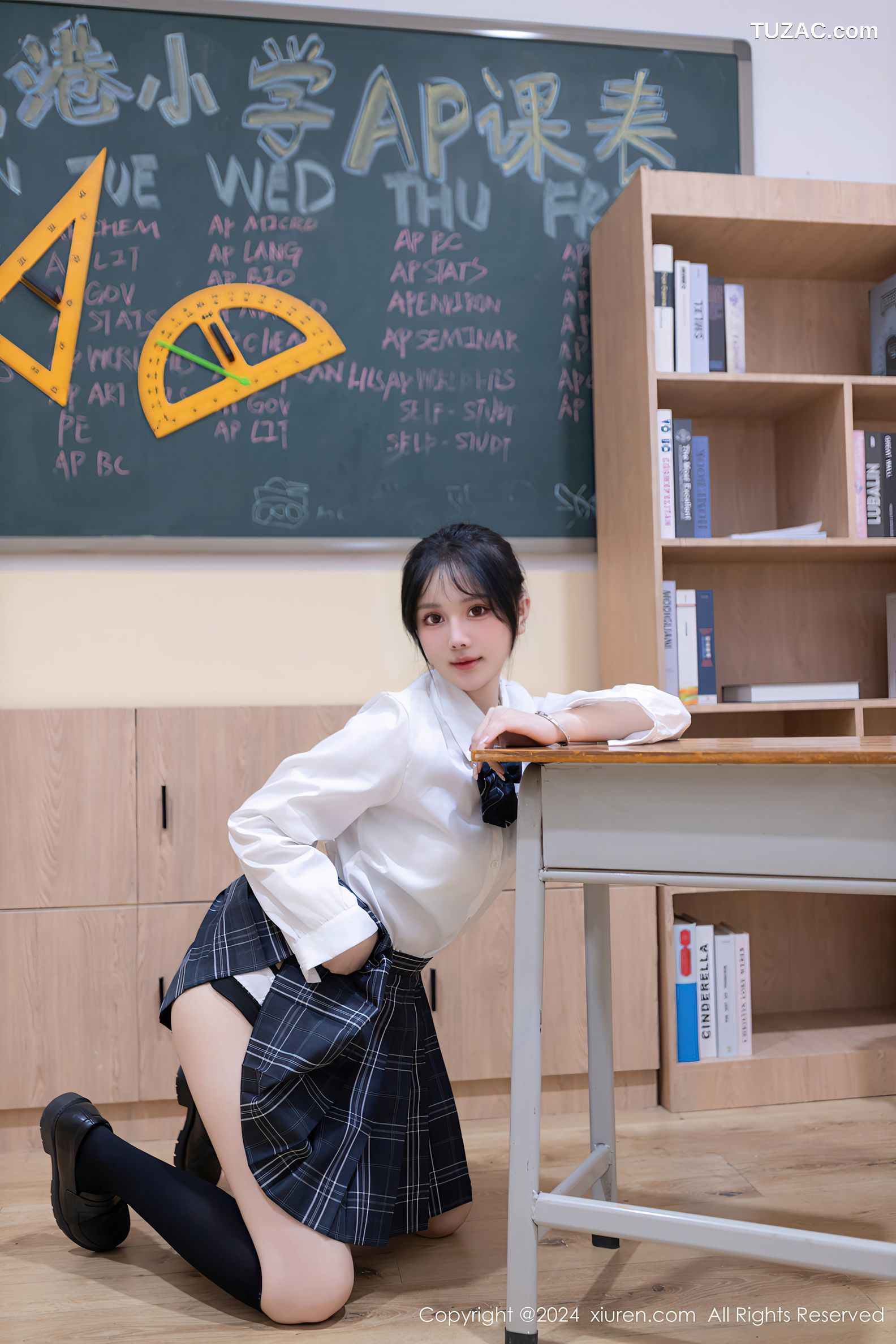 XiuRen秀人网-8058-幼幼-白衬衫格子裙学生装教室爆乳调教-2024.02.02