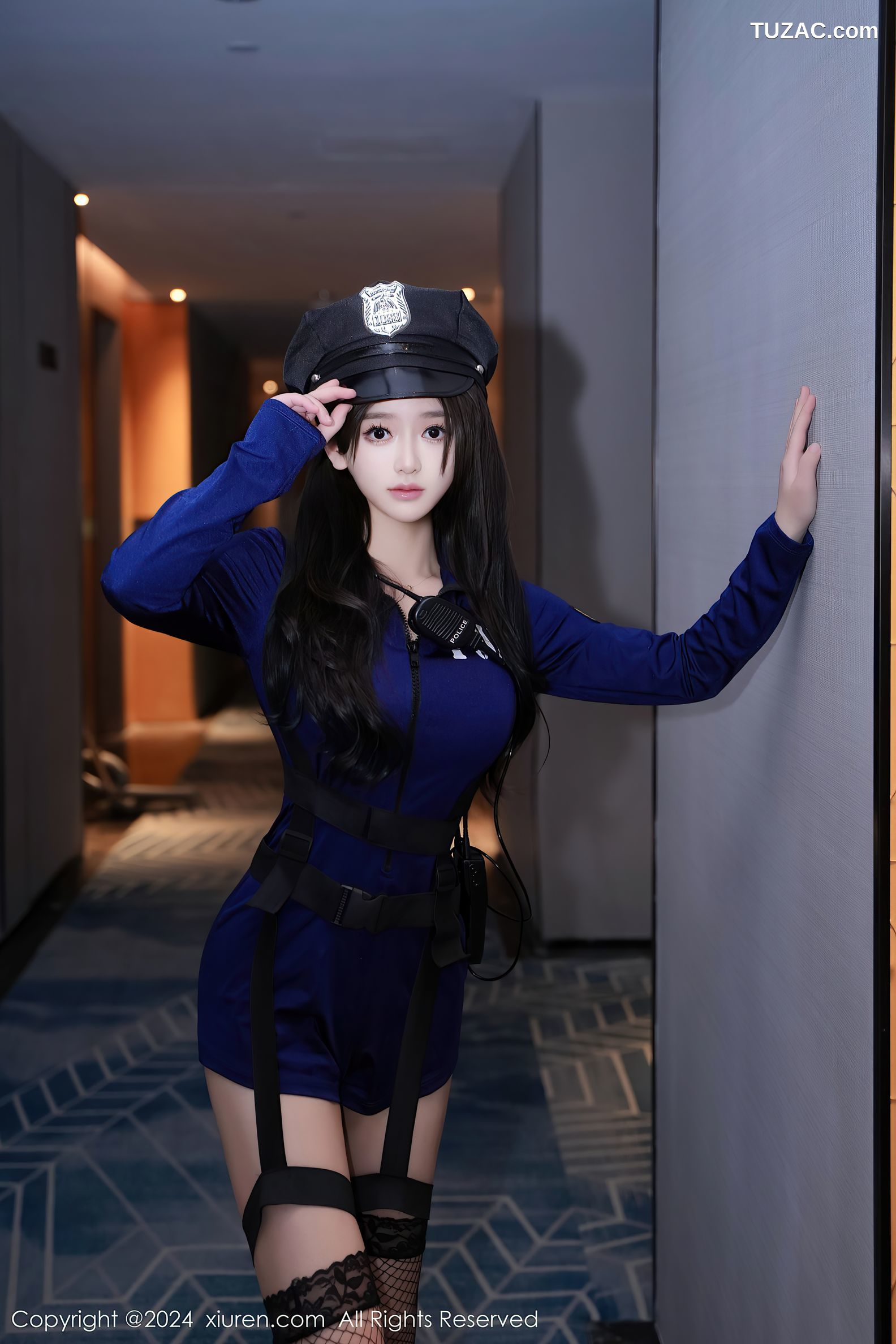 XiuRen秀人网-8066-奶茶味的包子-深蓝色情趣警服黑丝爆乳-2024.02.05