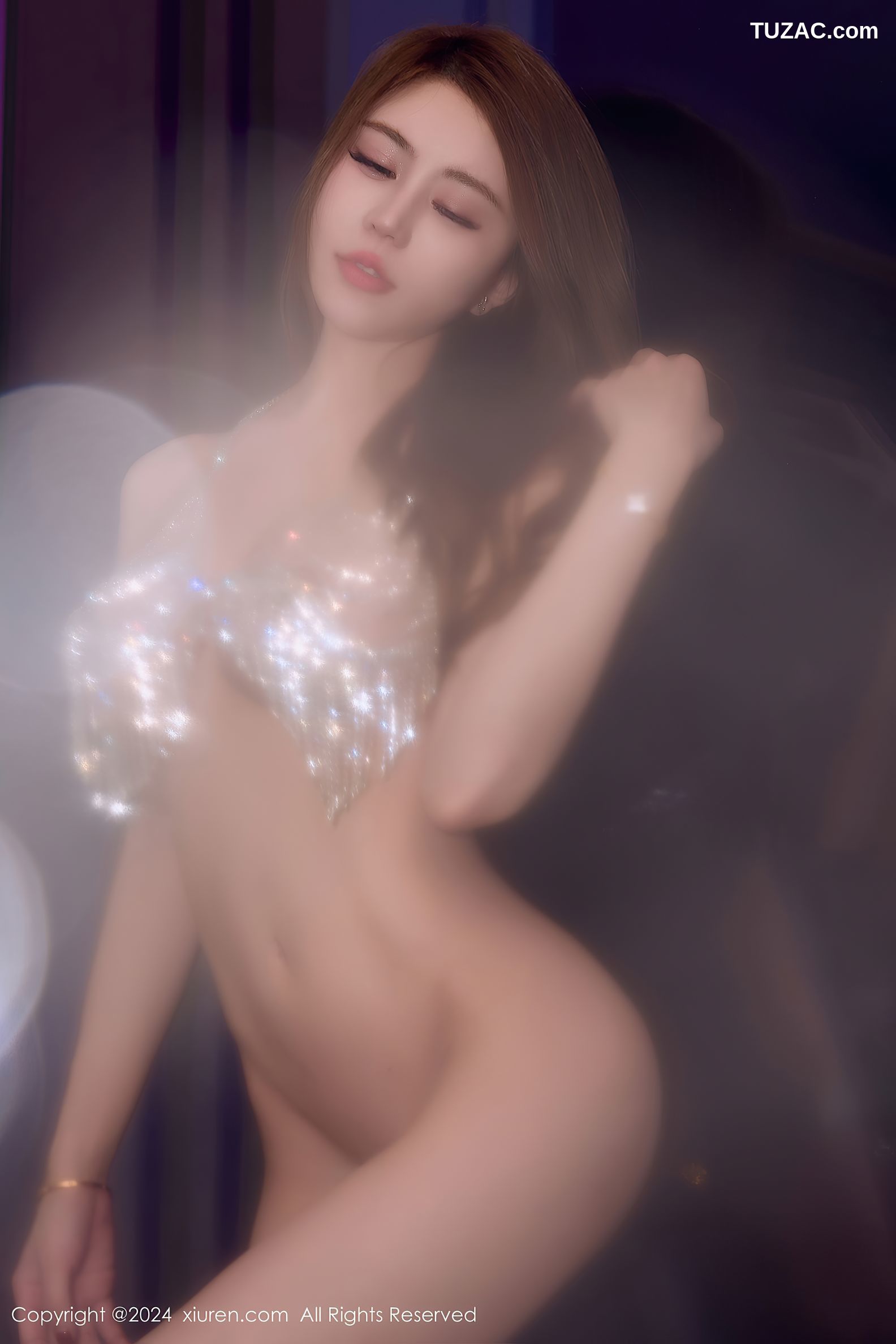 XiuRen秀人网-8082-tina_甜仔-银色比基尼珠链内衣爆乳-2024.02.07