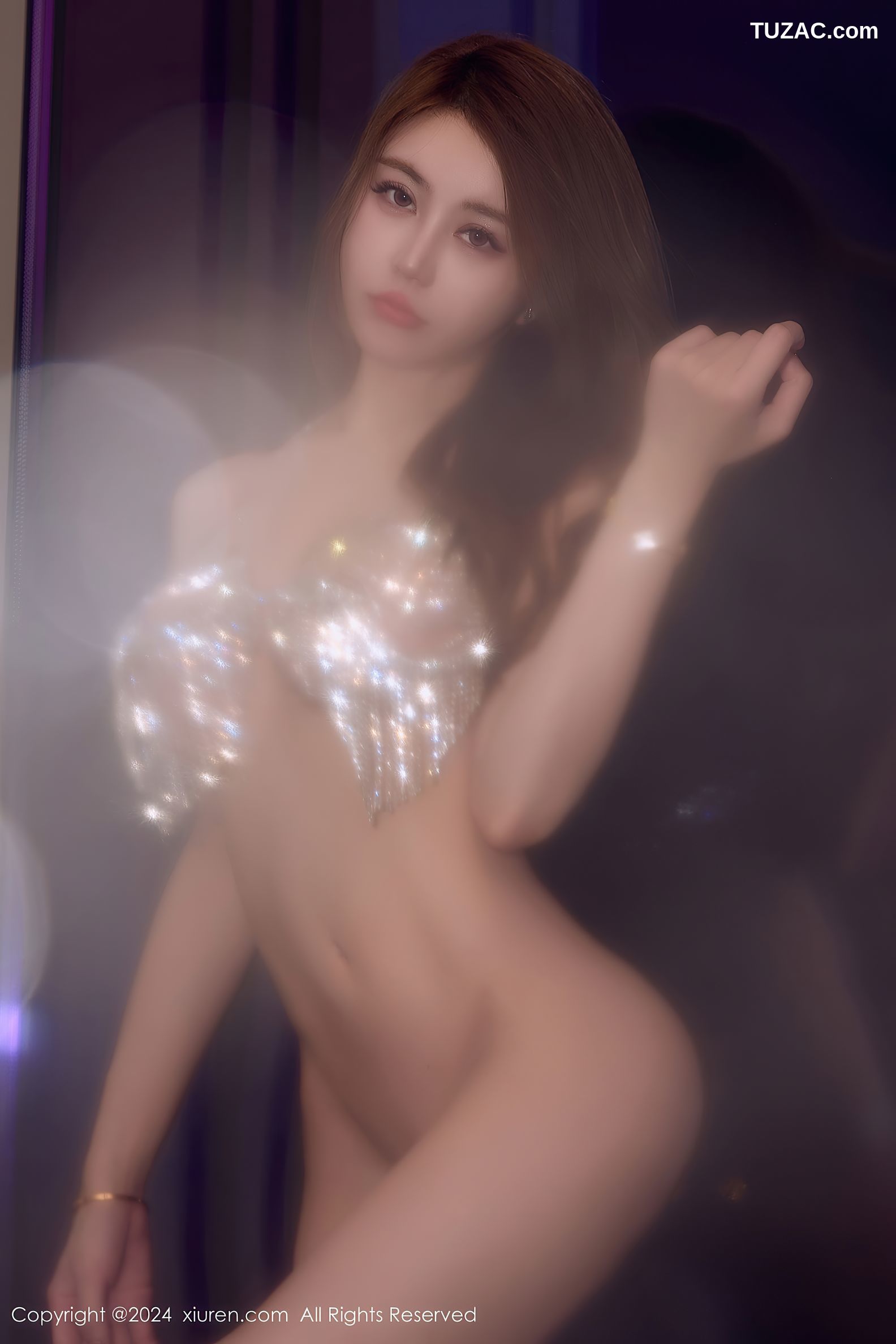 XiuRen秀人网-8082-tina_甜仔-银色比基尼珠链内衣爆乳-2024.02.07