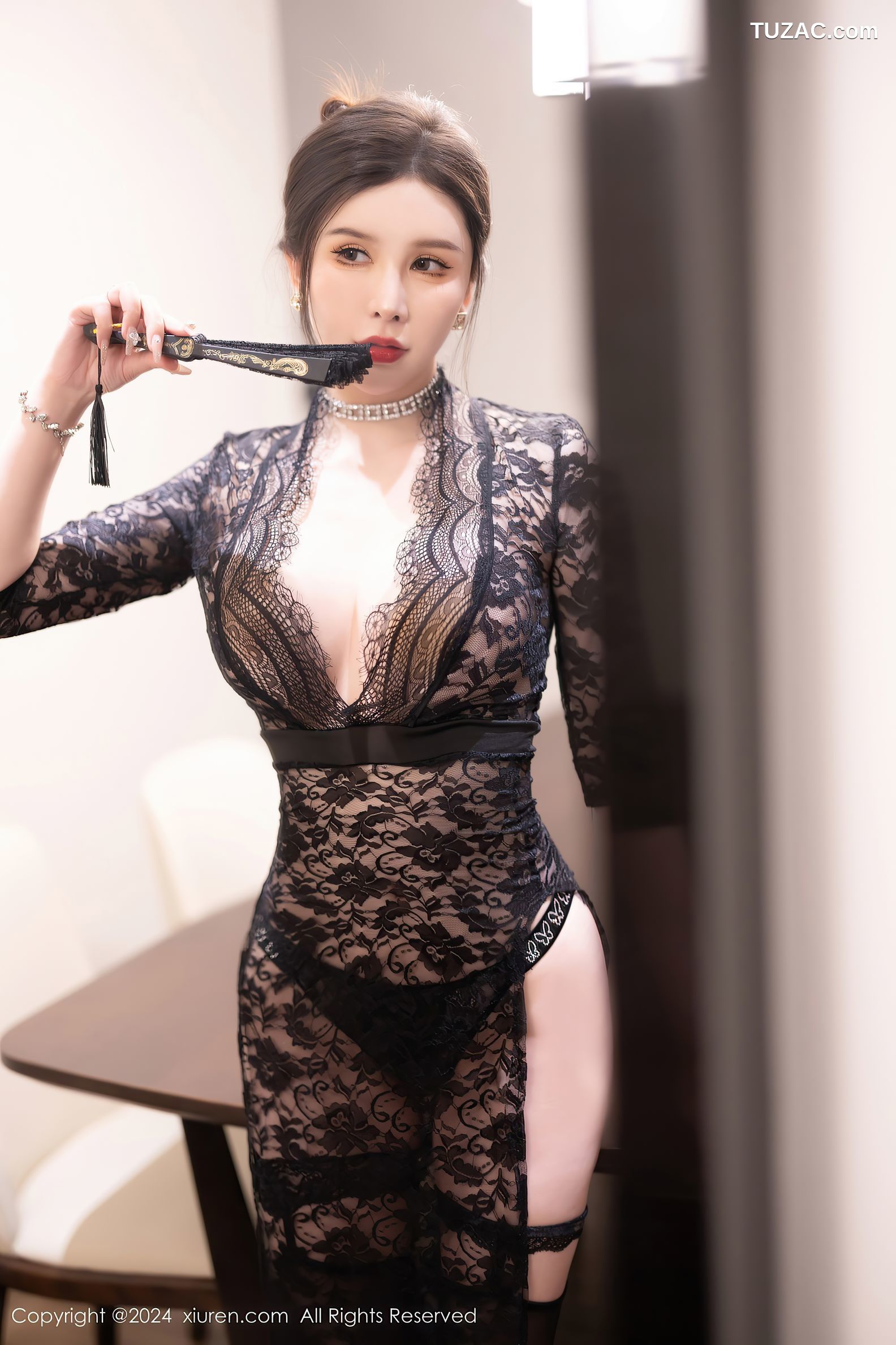XiuRen秀人网-8222-李丽莎-黑色薄纱长裙-2024.03.13