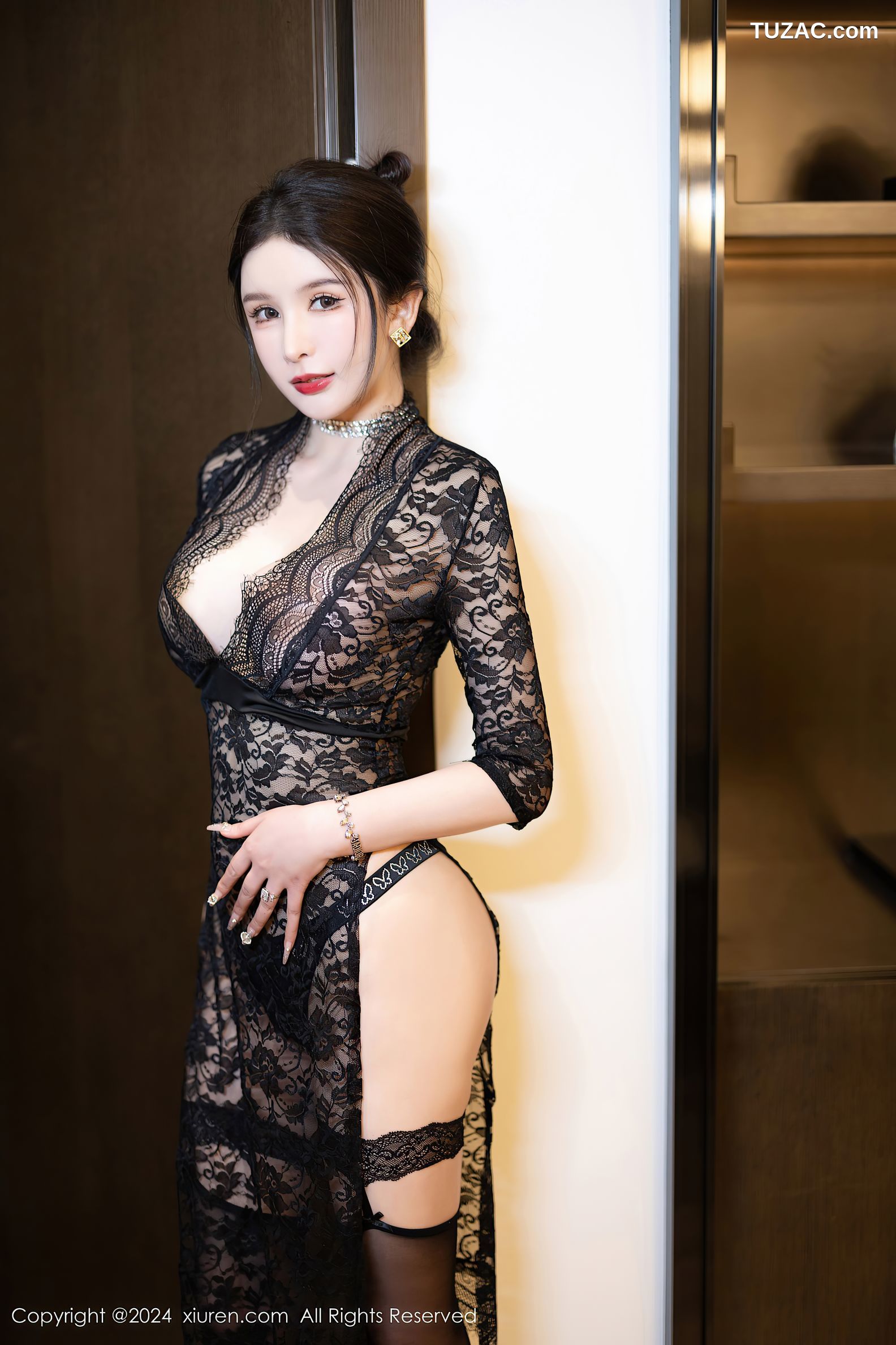 XiuRen秀人网-8222-李丽莎-黑色薄纱长裙-2024.03.13