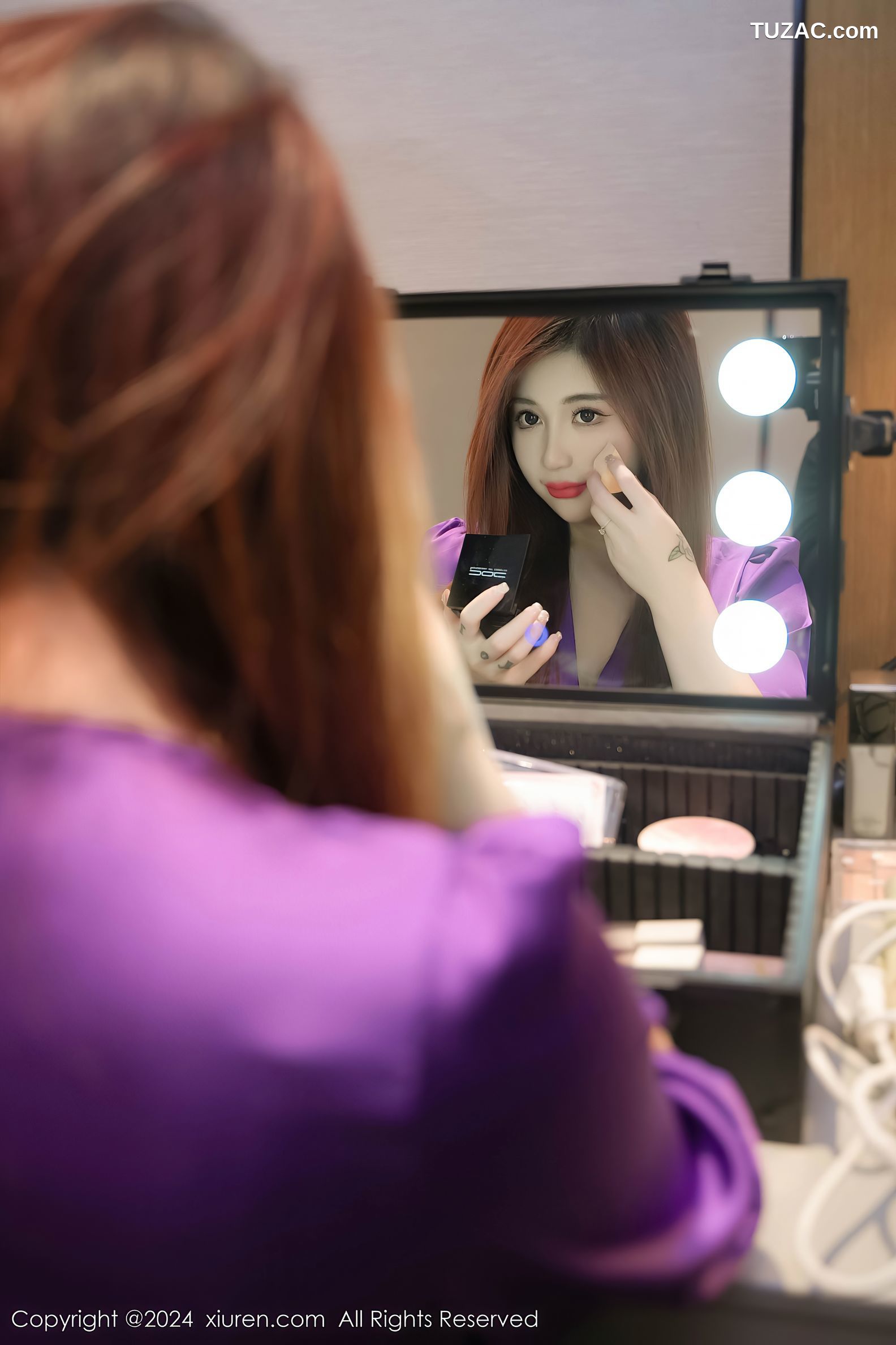 XiuRen秀人网-8237-美七-Mia-紫色上衣黑色短裙紫色内衣黑丝-2024.03.15