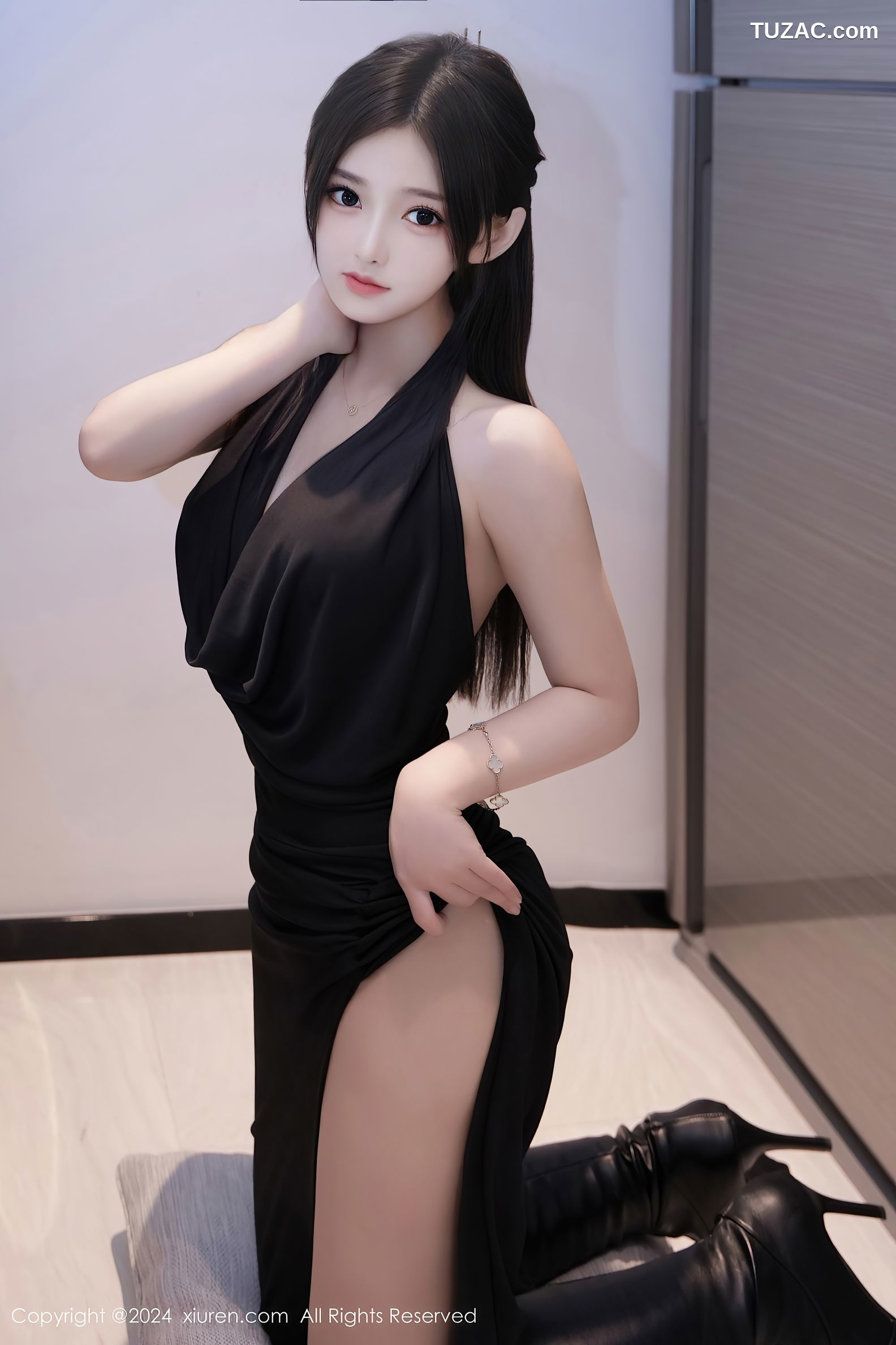 XiuRen秀人网-8623-奶茶味的包子-黑色礼服长裙黑丝爆乳-2024.05.30