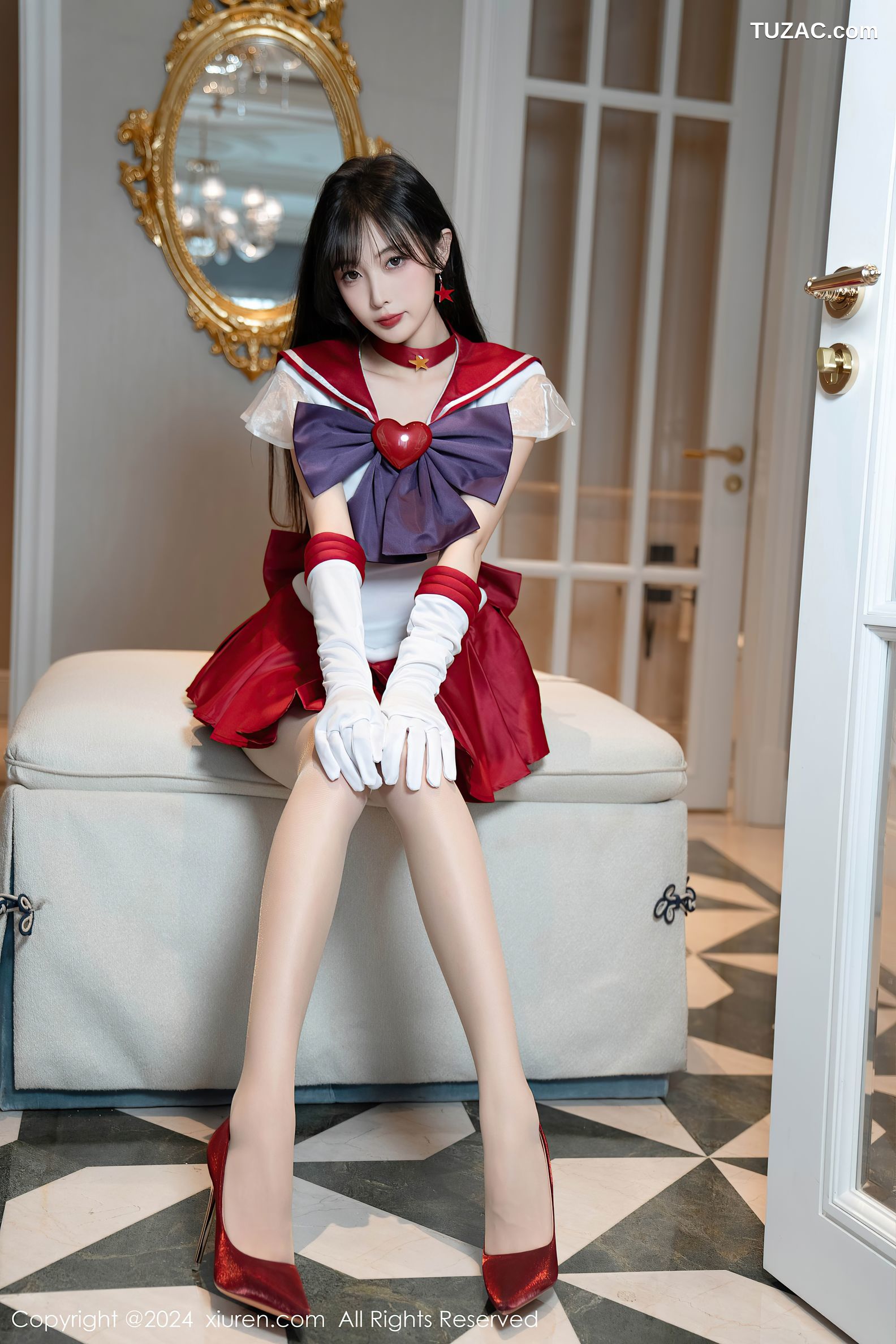 XiuRen秀人网-8800-林星阑-Cos美少女战士-火野玲-红色短裙肉丝-2024.07.03