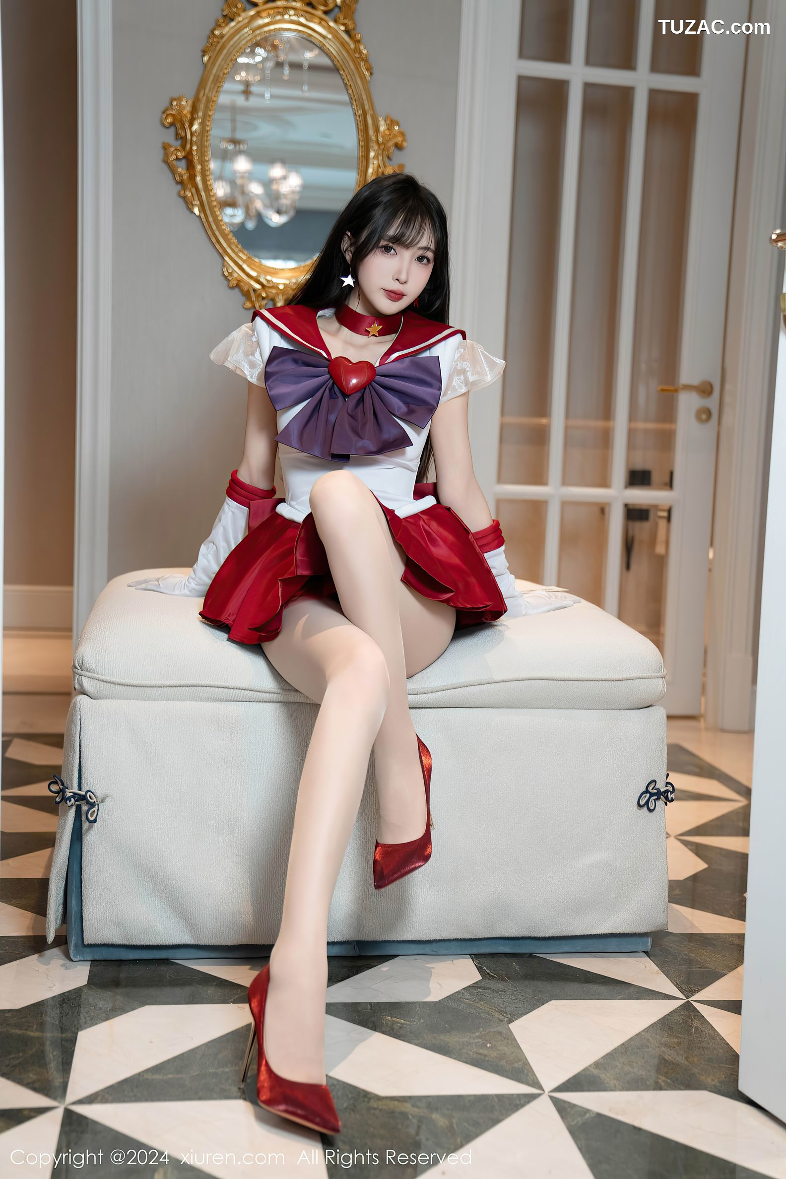 XiuRen秀人网-8800-林星阑-Cos美少女战士-火野玲-红色短裙肉丝-2024.07.03
