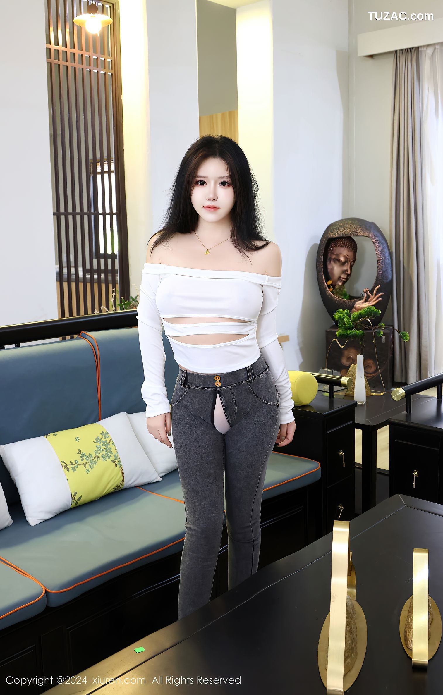 XiuRen秀人网-8853-小薯条nienie-白T牛仔裤-2024.07.12