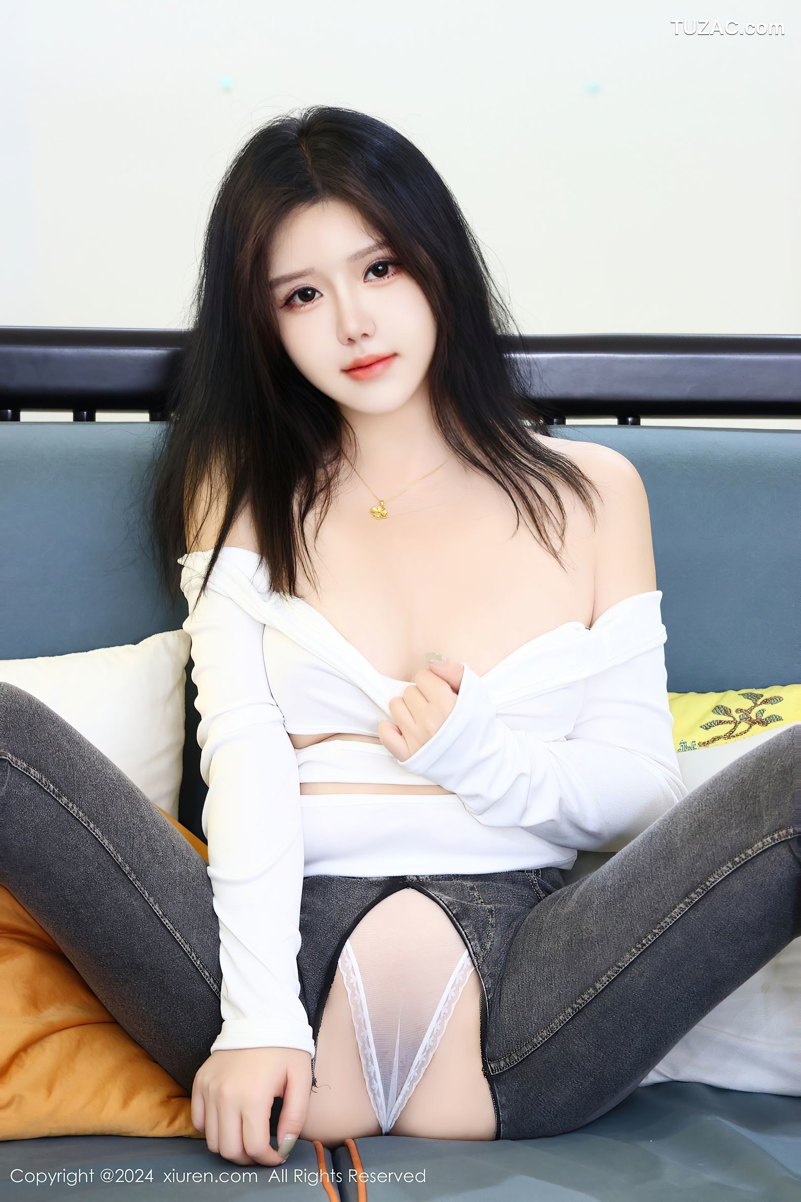 XiuRen秀人网-8853-小薯条nienie-白T牛仔裤-2024.07.12