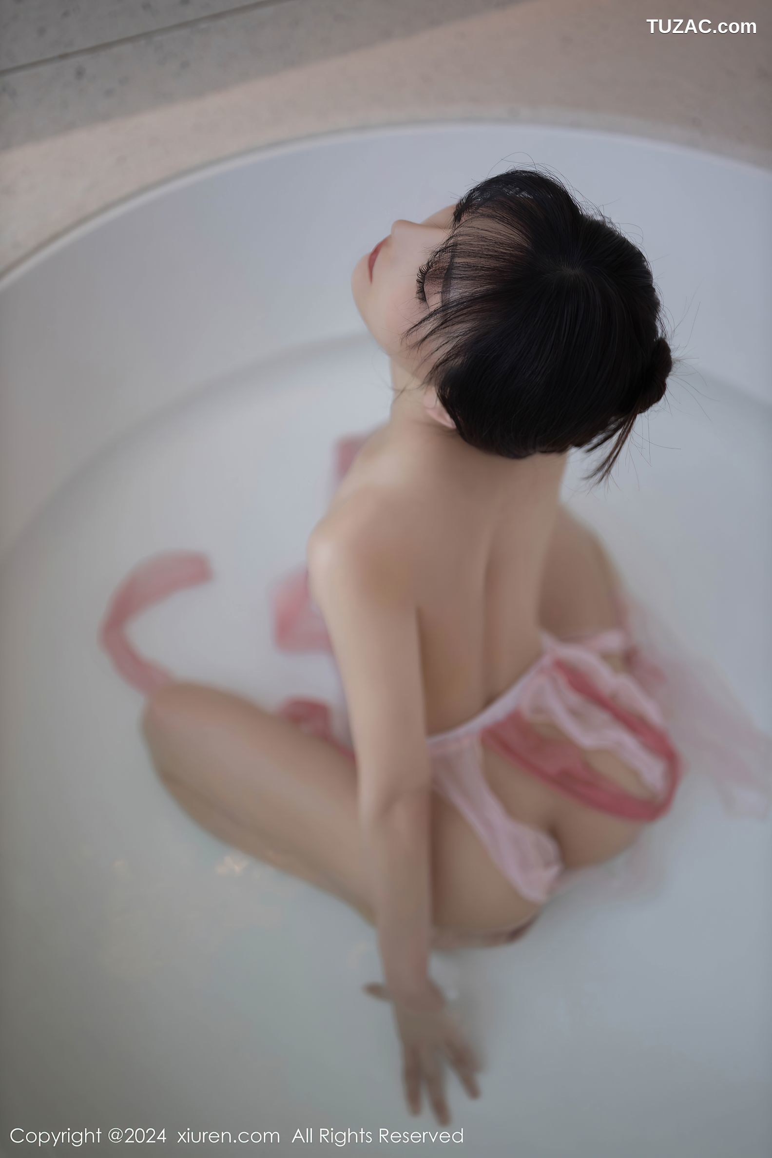 XiuRen秀人网-8954-陆萱萱-淡粉薄纱裙白纱内衣爆乳-2024.08.01