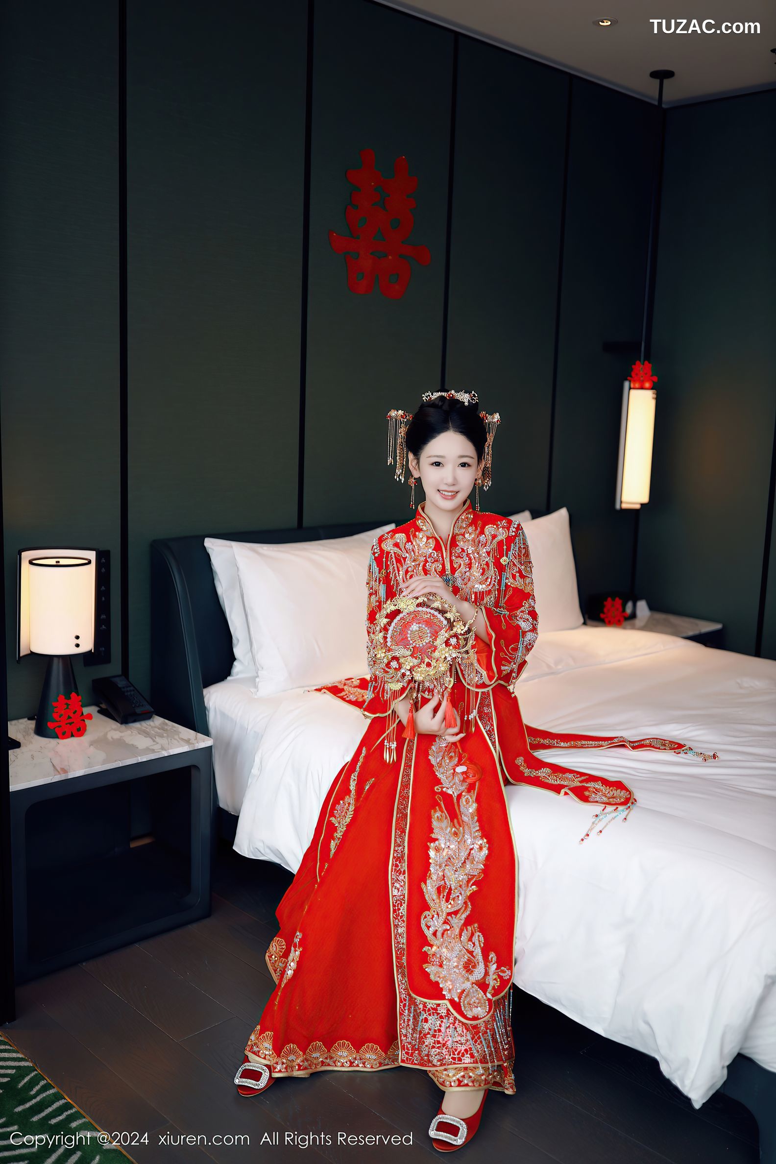 XiuRen秀人网-8972-唐安琪-迪拜旅拍-新娘红妆红色内衣爆乳-2024.08.05