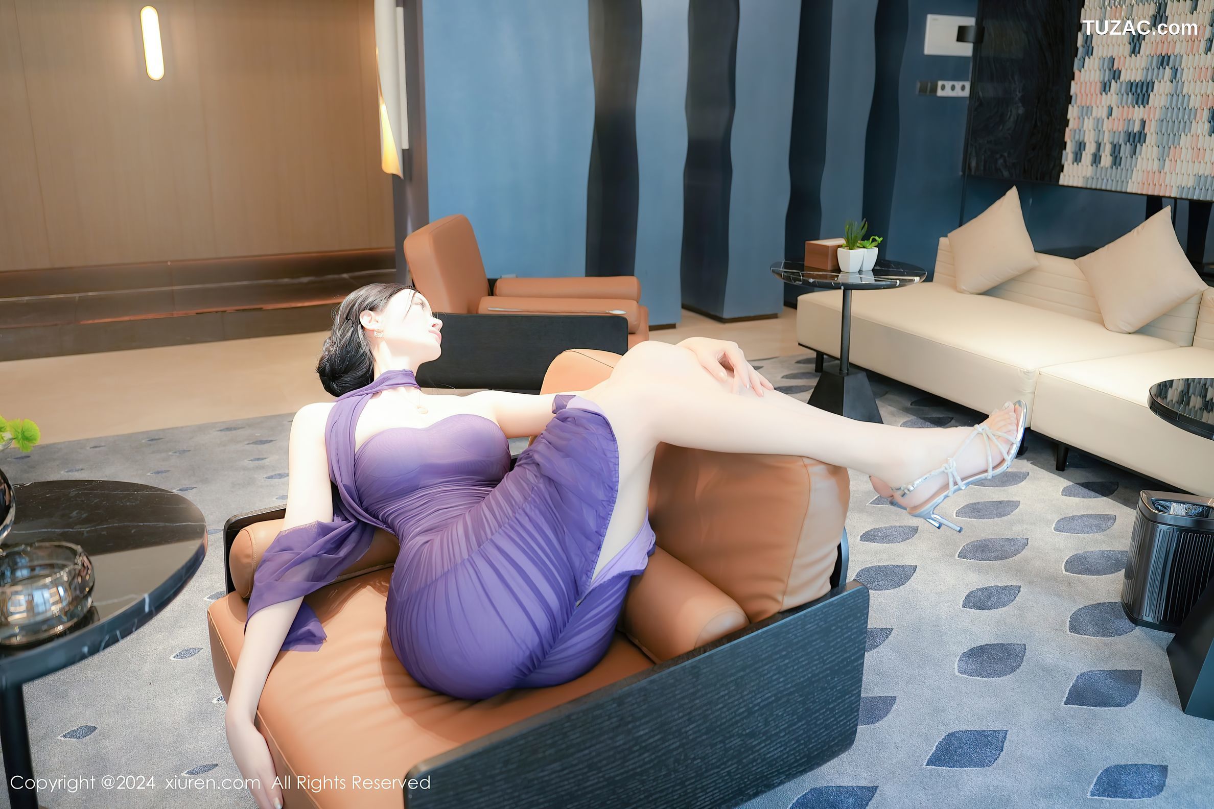 XiuRen秀人网-9029-Erikaki-紫色礼服裙淡紫内衣爆乳-2024.08.16