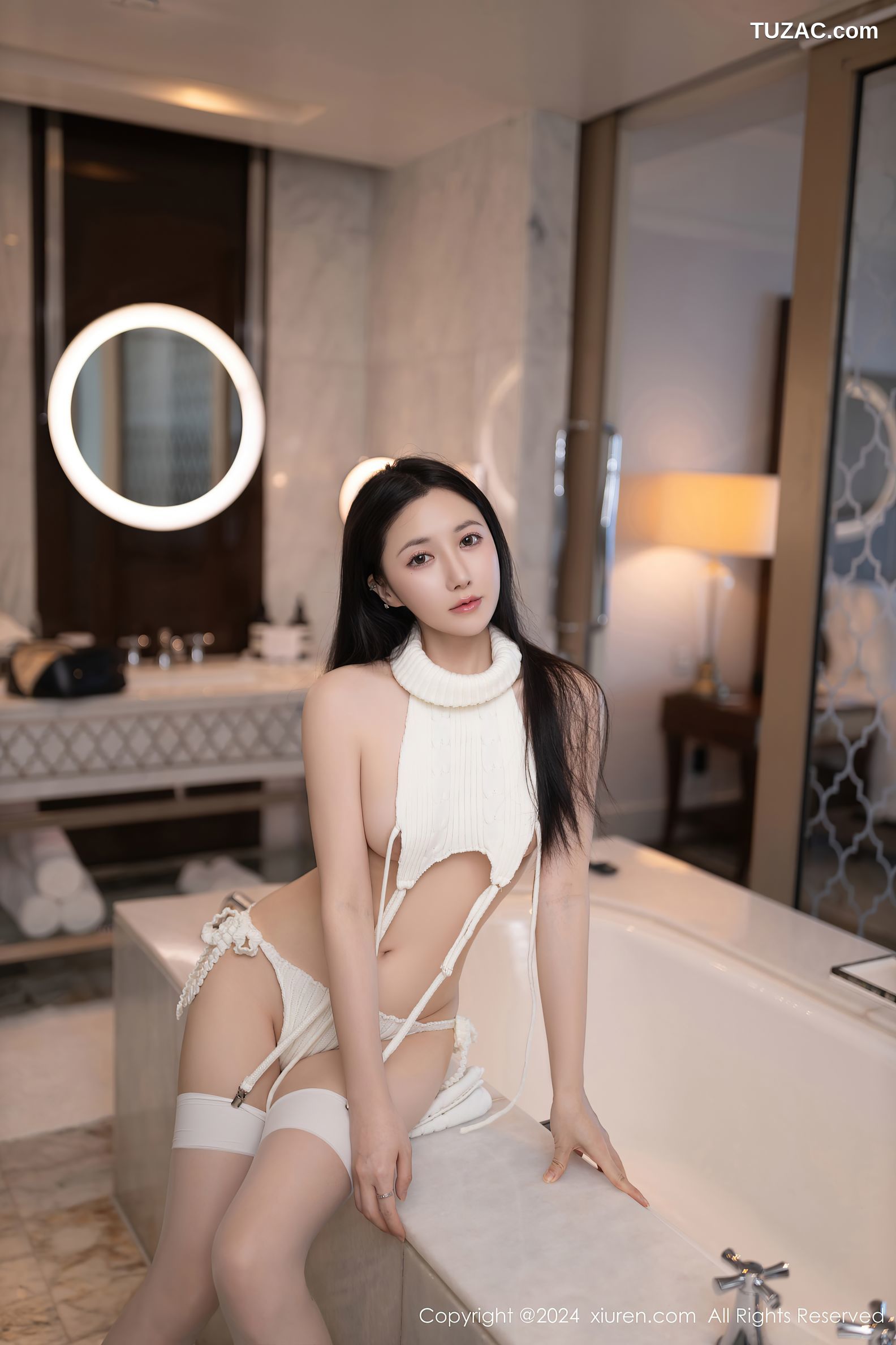 XiuRen秀人网-9030-鱼子酱Fish-白色情趣针织内衣浴缸爆乳-2024.08.16
