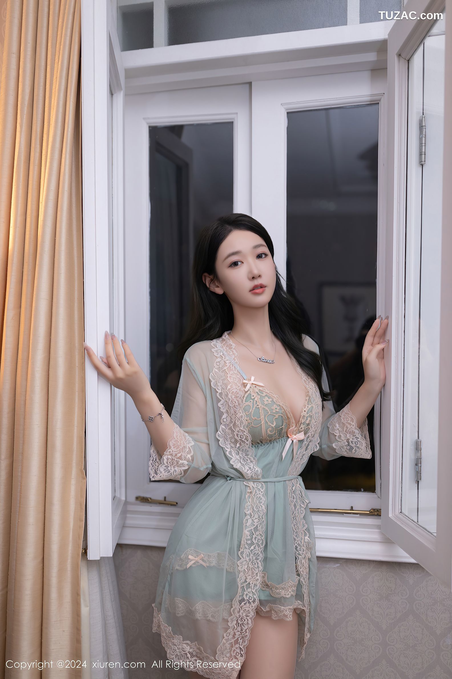 XiuRen秀人网-9069-唐安琪-外卖主题-淡绿薄纱睡衣被侵犯-2024.08.26