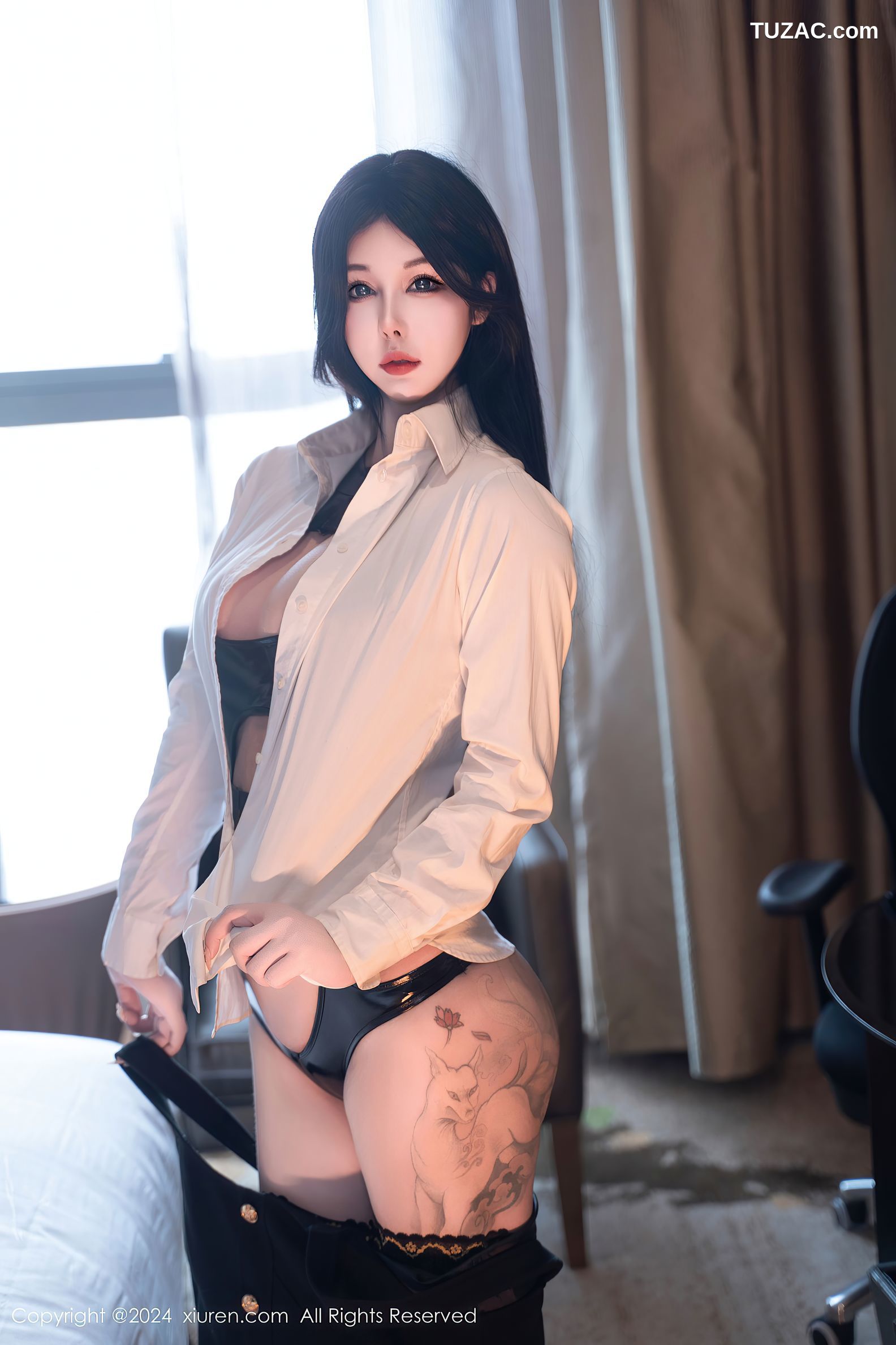 XiuRen秀人网-9106-陈芊儿-白衬衫黑色情趣内衣波涛汹涌爆乳-2024.09.03
