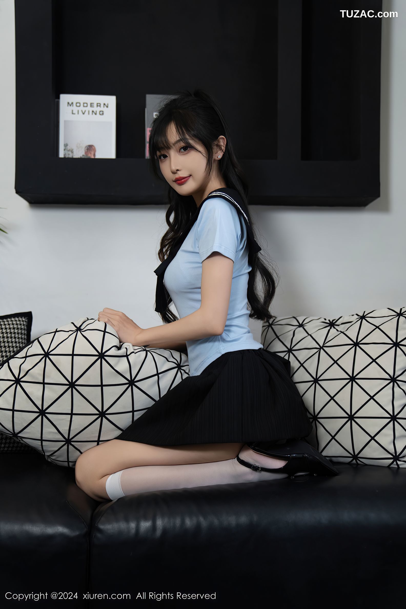 XiuRen秀人网-9151-林星阑-蓝色JK制服黑短裙白色死库水-2024.09.12