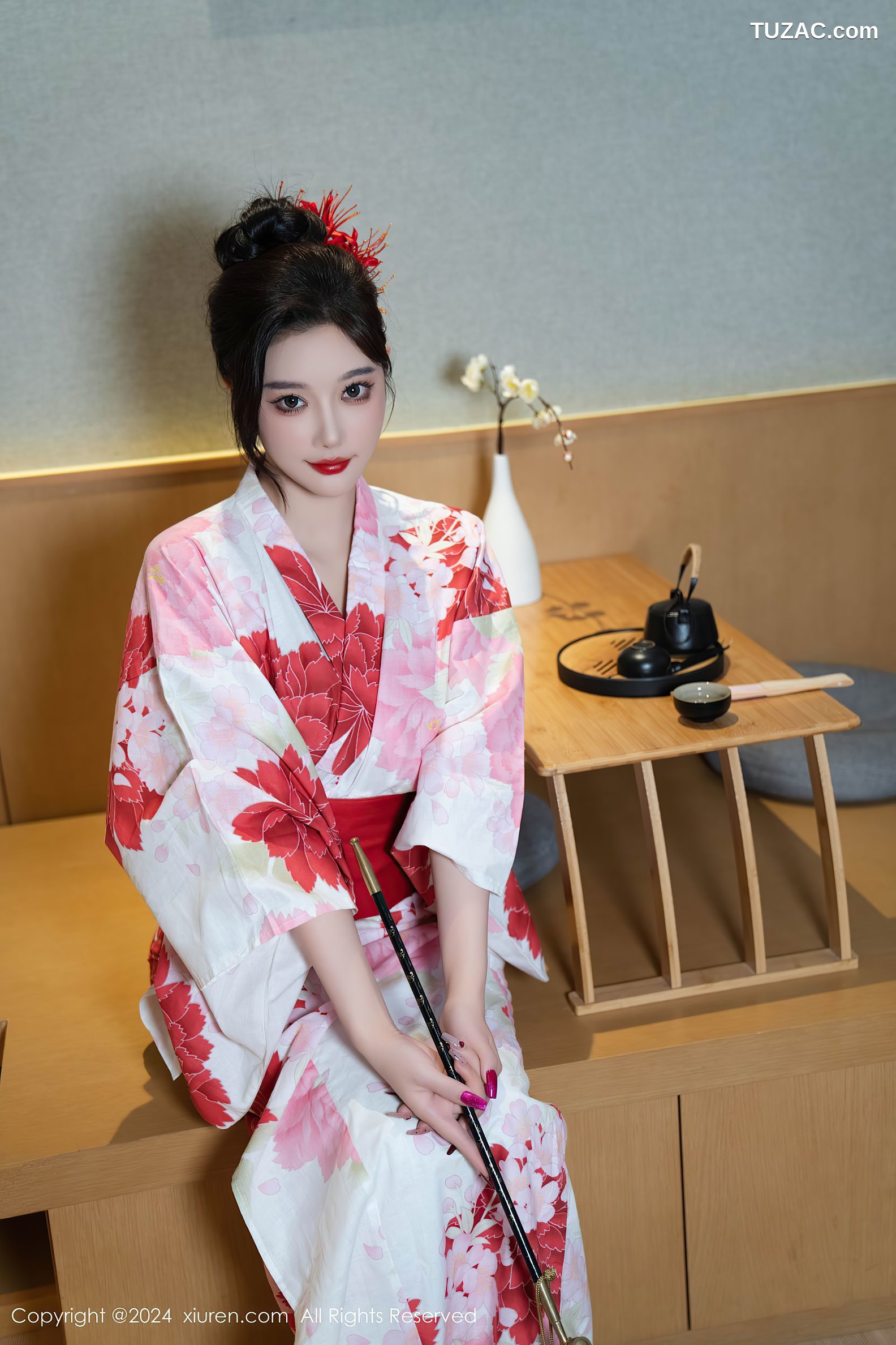 XiuRen秀人网-9208-杨晨晨Yome-红花和服红色情趣内衣-2024.09.25