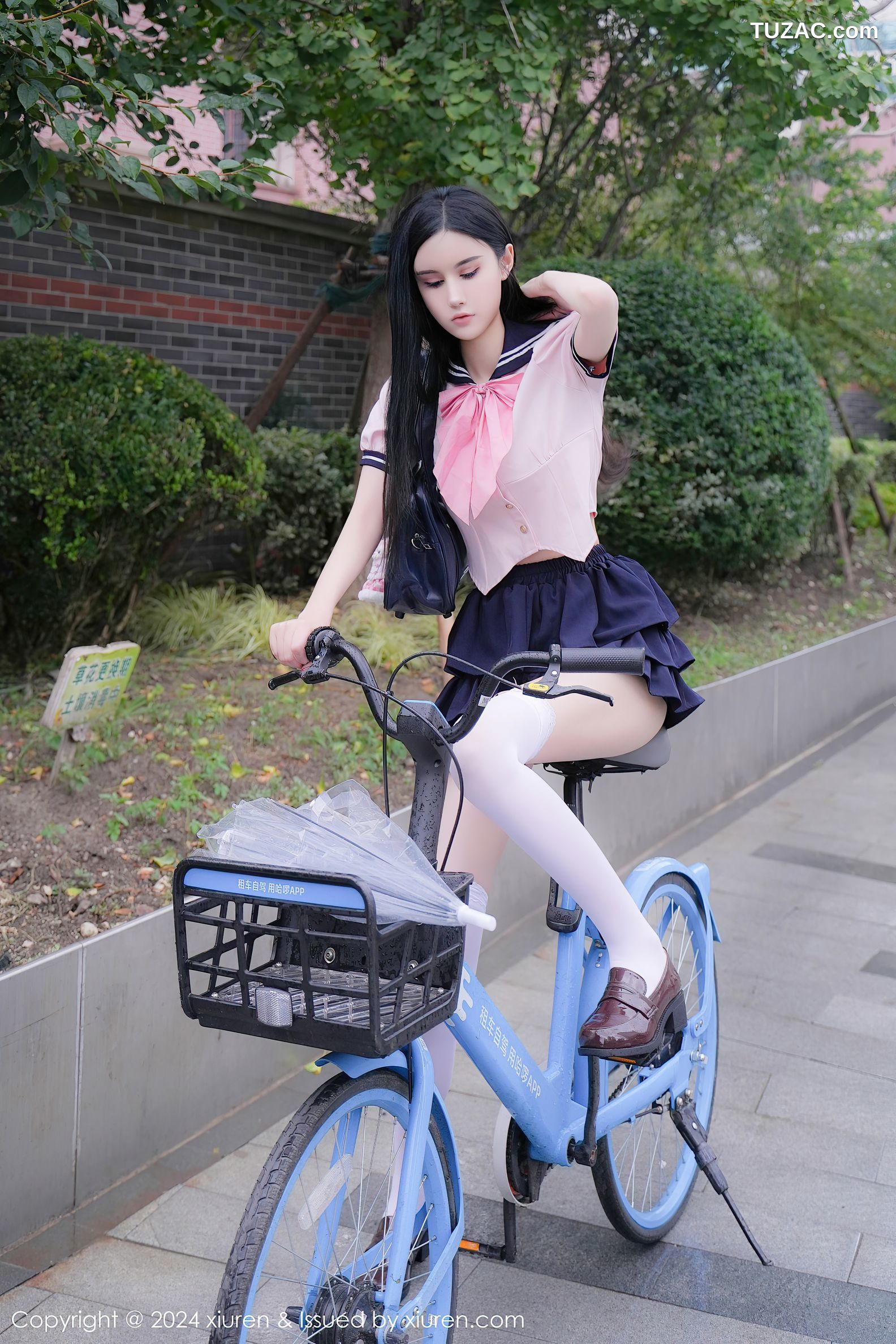 XiuRen秀人网-9224-Erikaki-淡粉JK制服深蓝短裙白色内衣爆乳-2024.09.27