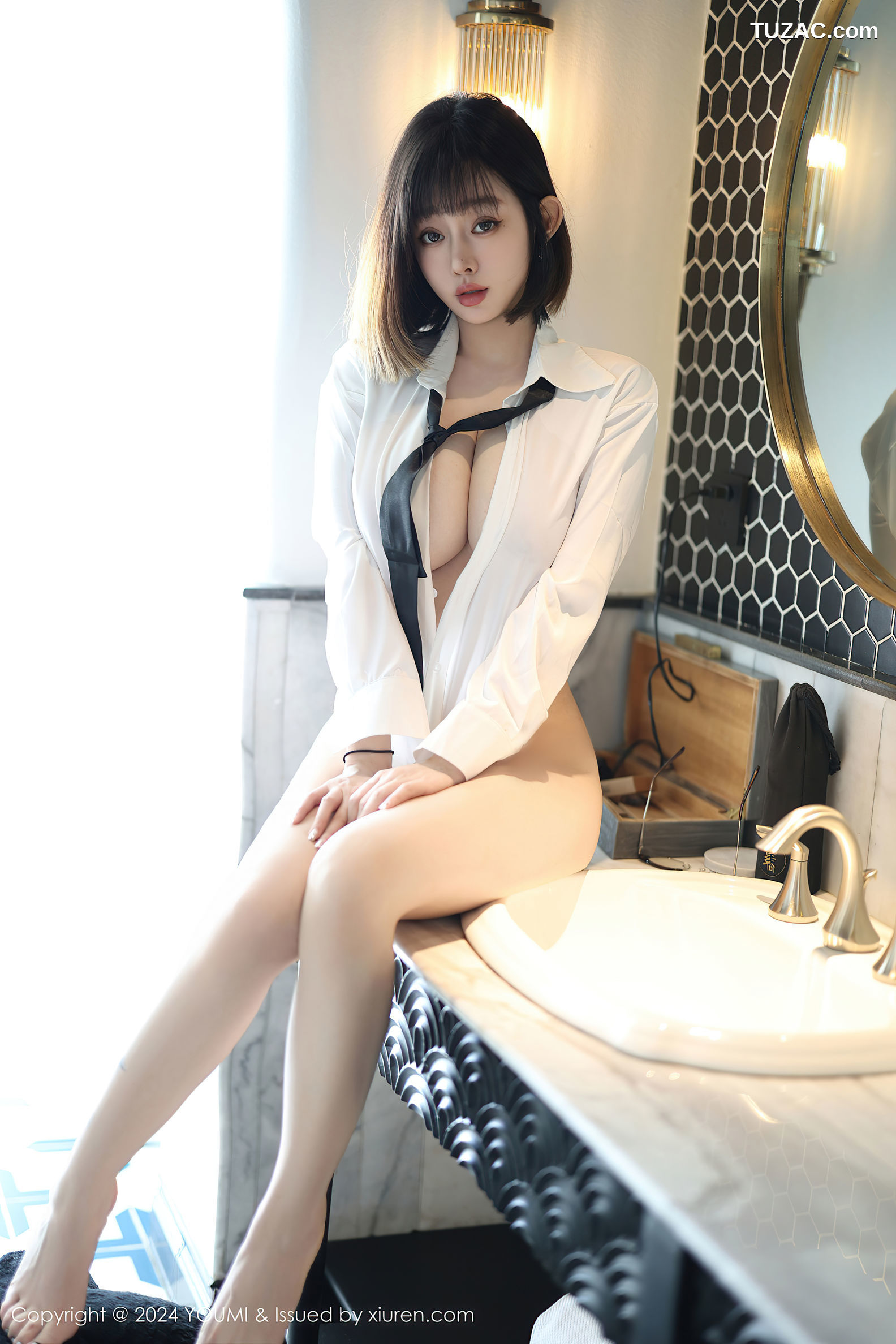 YouMi尤蜜荟-1094-王雨纯-白衬衫领带黑短裙黑丝爆乳-2024.08.23