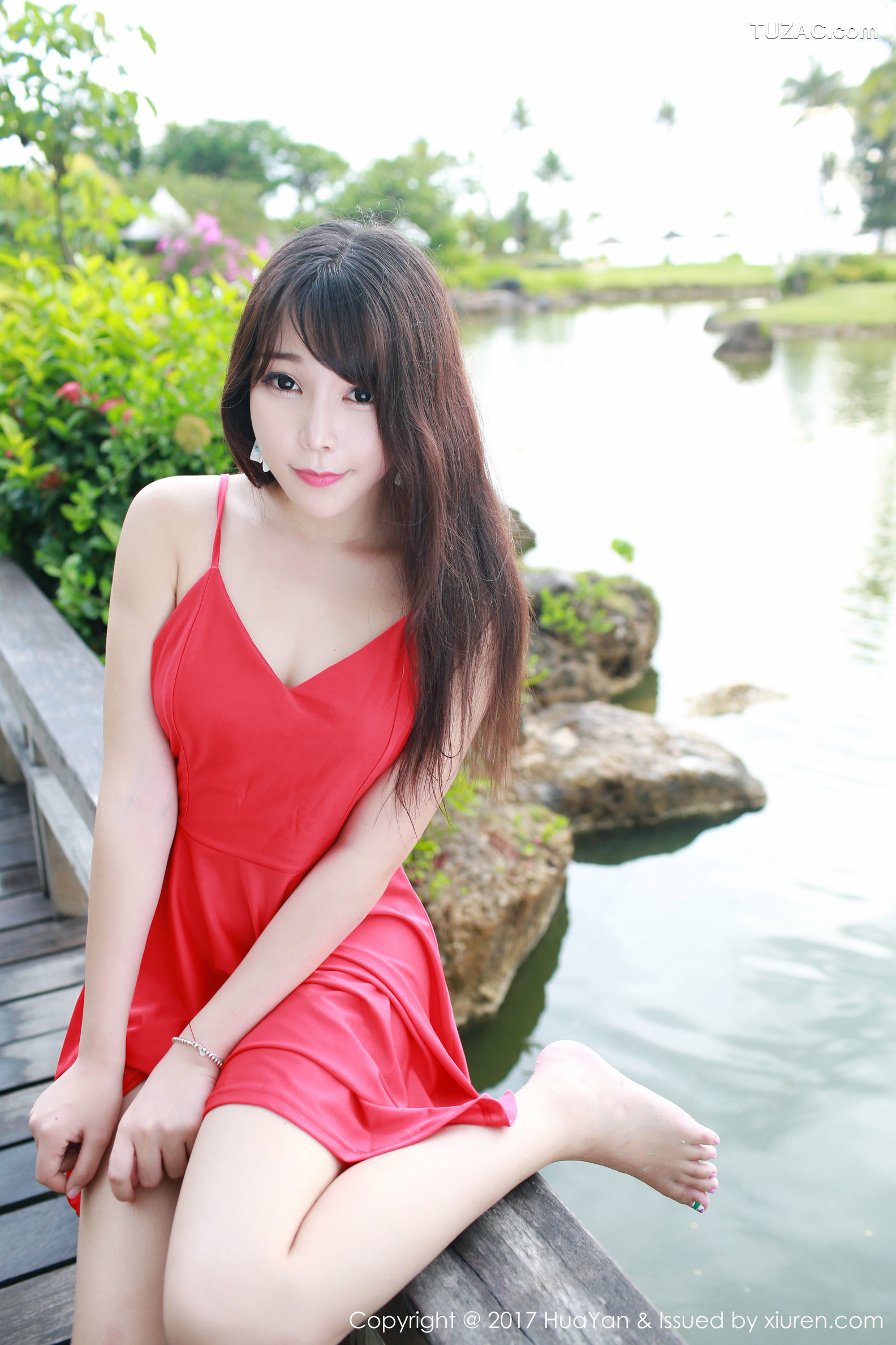 HuaYan花の颜-044-芝芝booty《海边-小清新连衣红裙》